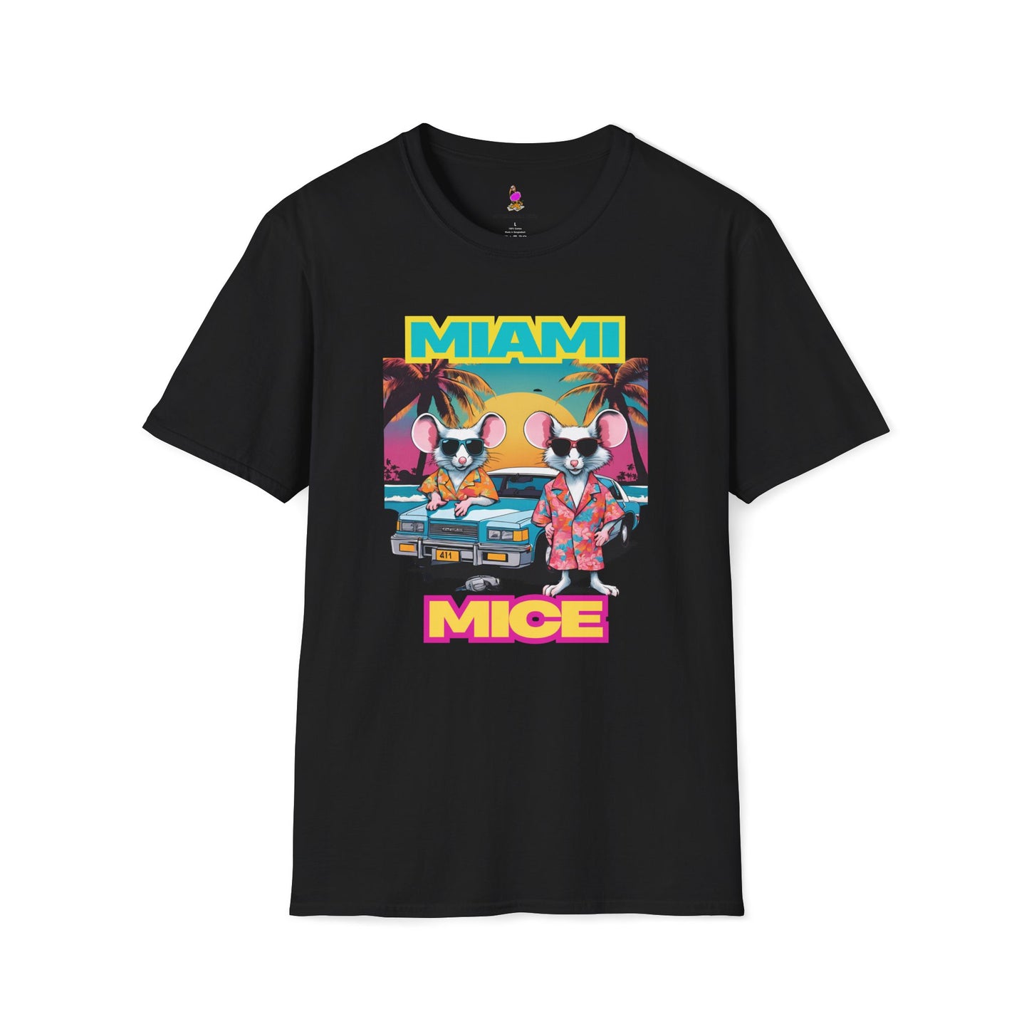 Miami Vice 80s TV Spoof T-Shirt, Funny Miami Mice Parody Shirt, Television Humor Tee, Unisex Softstyle Top, Retro Series Graphic Tee