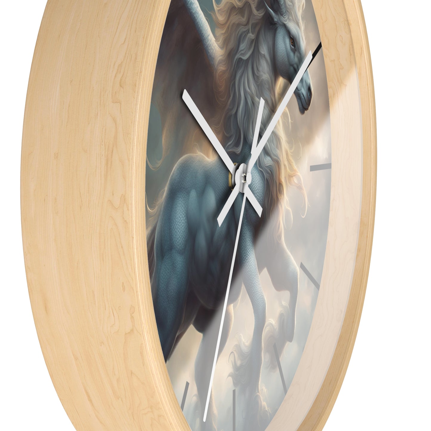 Majestic Myths Art Clock | Pegasus Horned Winged Horse Wall Hanging | Mystical Cloud Sky Fantasy Home Office Decor Gift