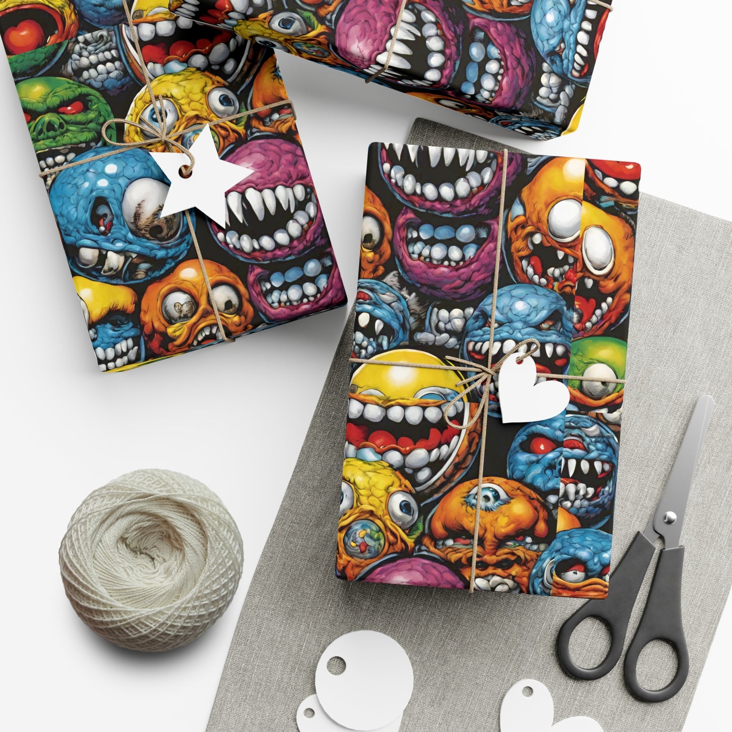 Retro Birthday Wrap | Vintage 80s Toys Madballs Inspired Gift Paper | Saturday Morning Cartoon 1980s Lover Party Wrapping | Special Occasion