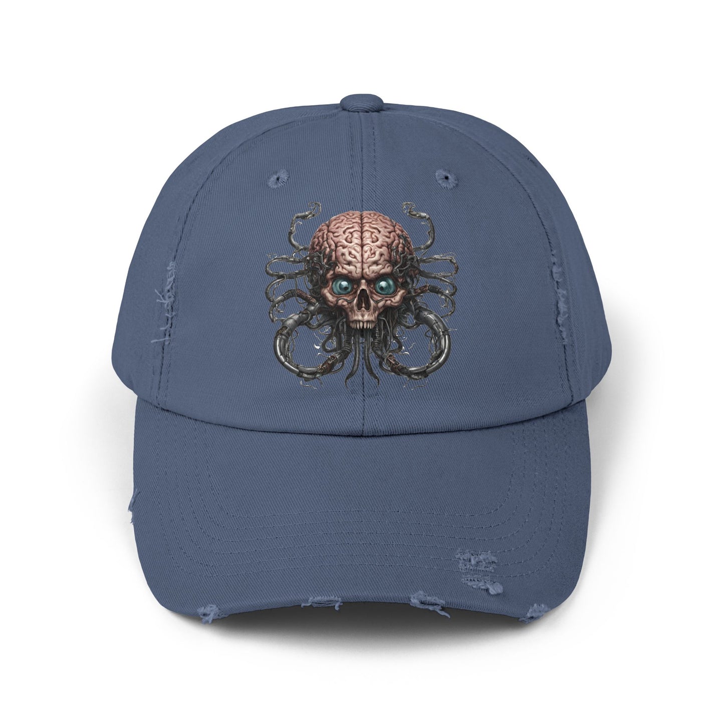 Alien Brain Robot Skull Hat, Contra Video Game Inspired Ball Cap, Metal Tentacle Cyborg Outer Space Bedroom Spring, Summer, Fishing Gift