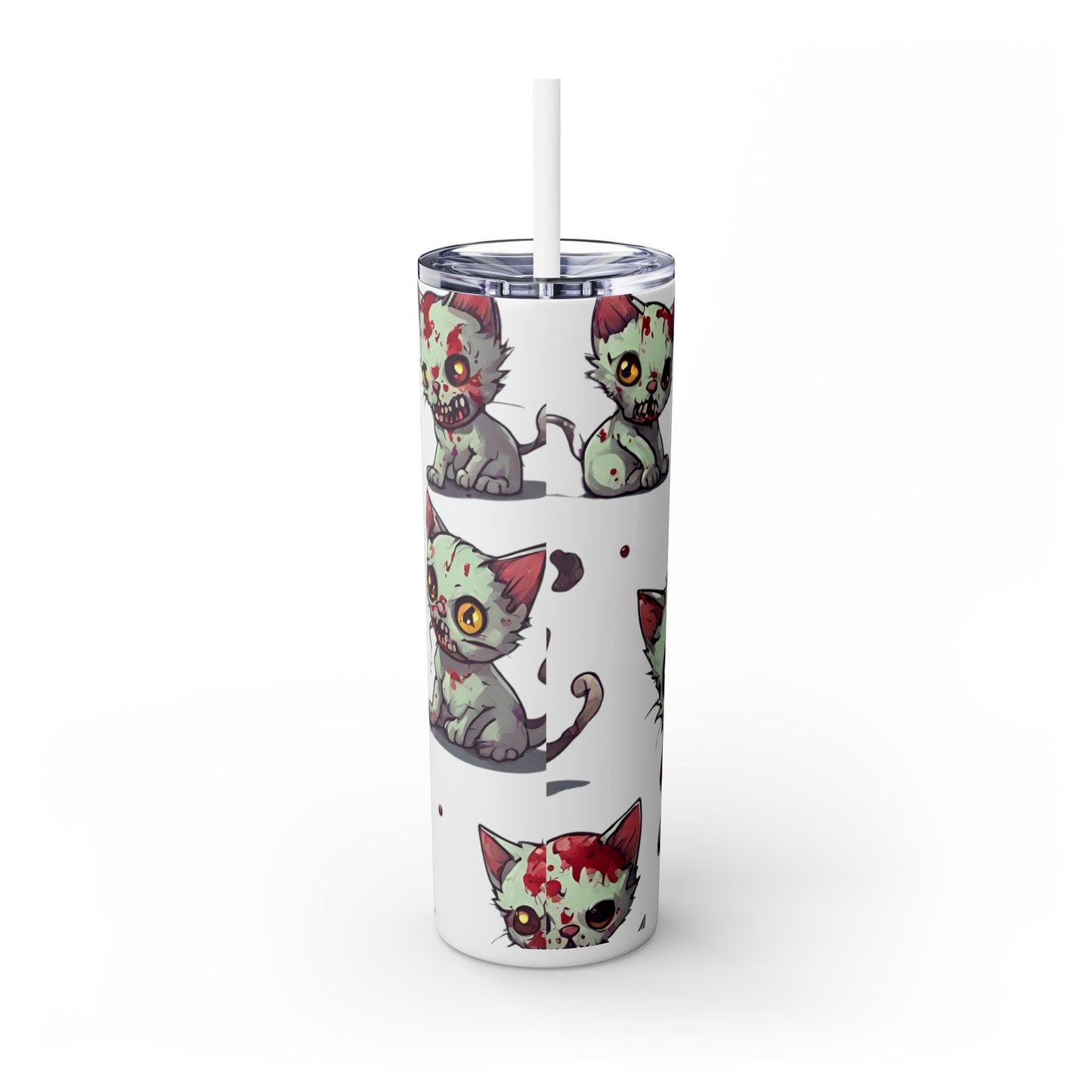 Zombie Kitties Skinny Tumbler | Mutated Kitten Zombies Insulated Cup | Furry Mutant Cats Office College School Hiking Road Drink Traveler