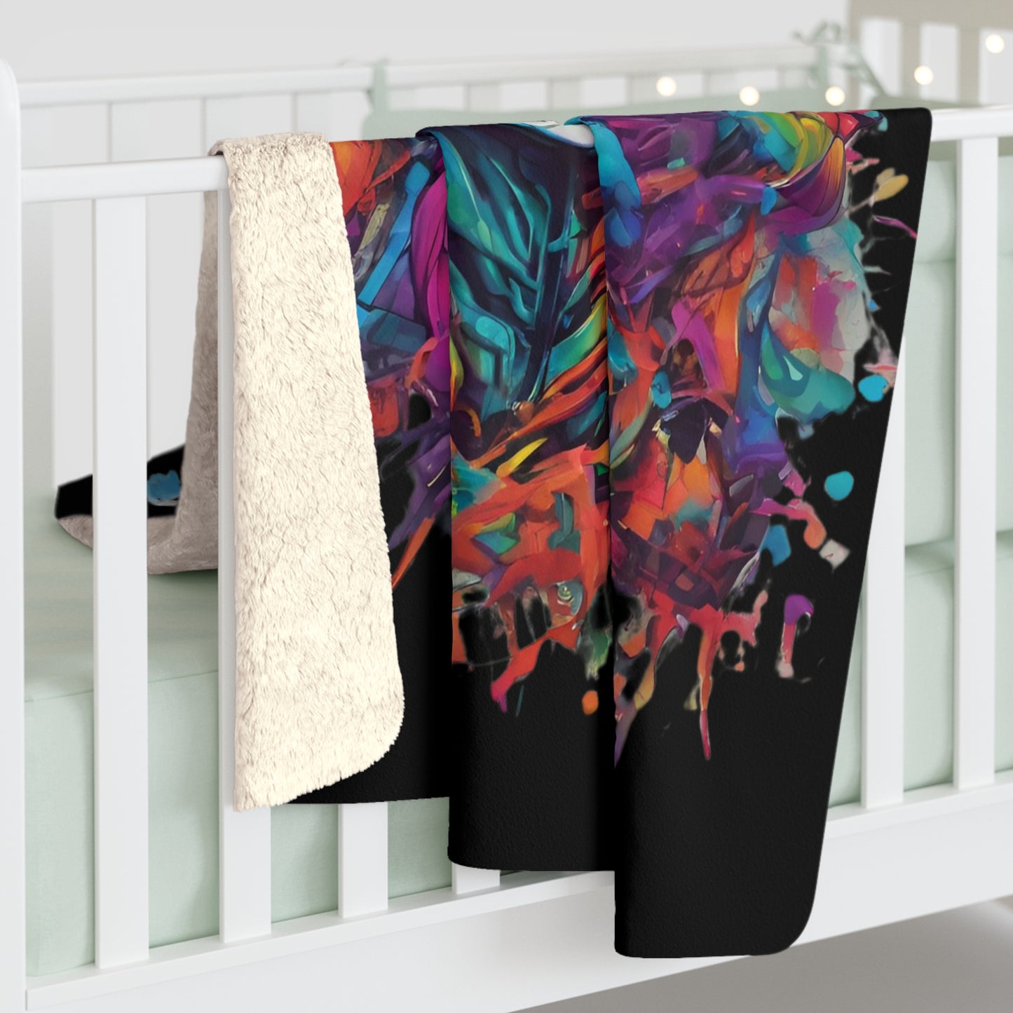 Abstract Art Blanket | Masters of the Universe Inspired Sherpa Fleece | Rainbow Psychedelic Skull Couch Throw | Evil Scareglow Skeletor Gift