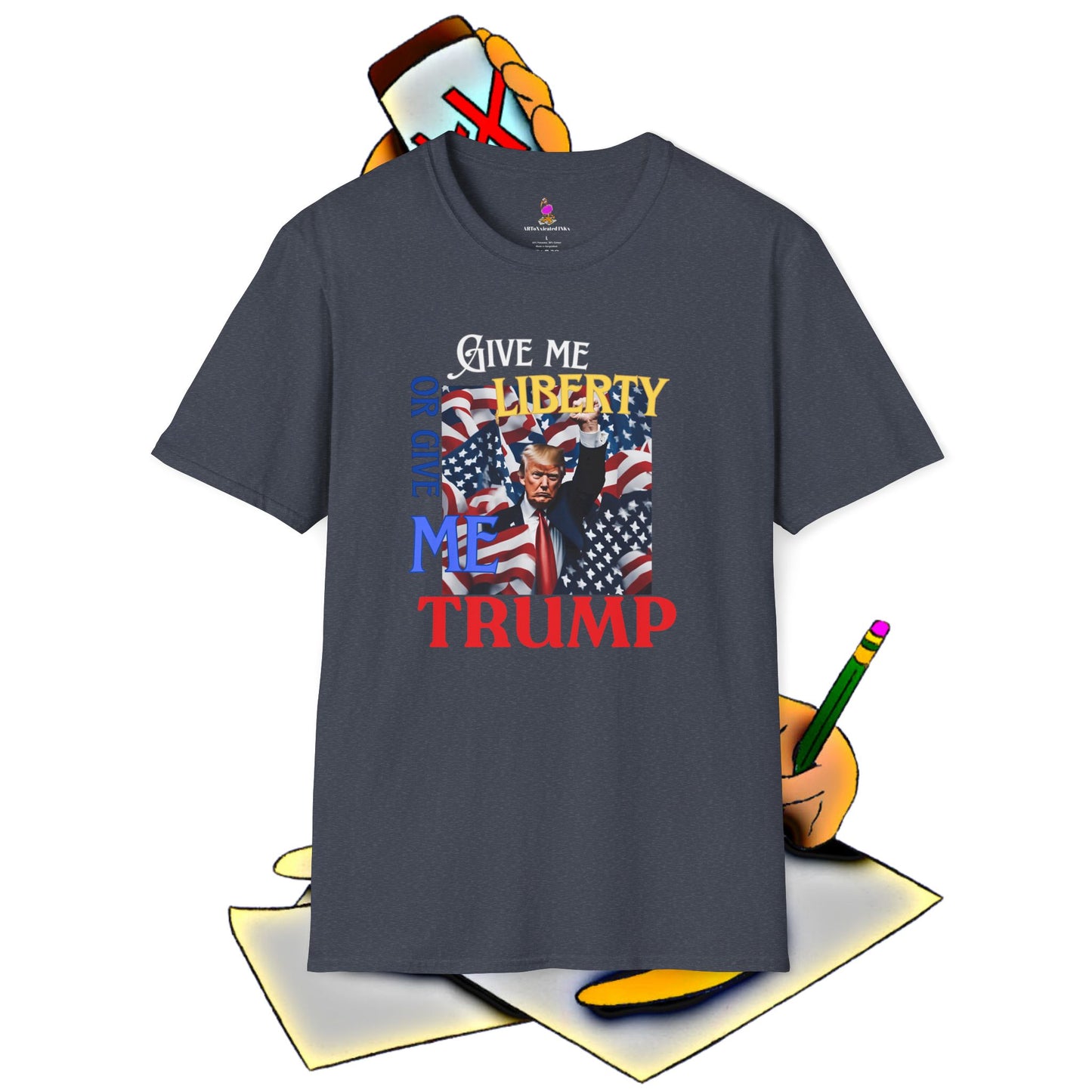 President Donald Trump Tee, Give Me Liberty Or Give Me Trump, Conservative Patriot T-Shirt, Republican Voter Election Gift, Patriotic Lover