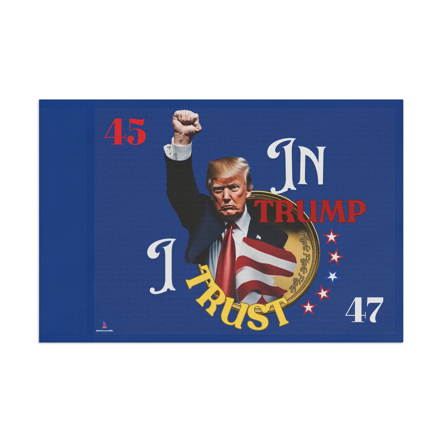 President Donald Trump Fight Gold Coin House Flag | 2024 Election Banner | Freedom Fight Christian American Loving Religion Voter Yard Gift