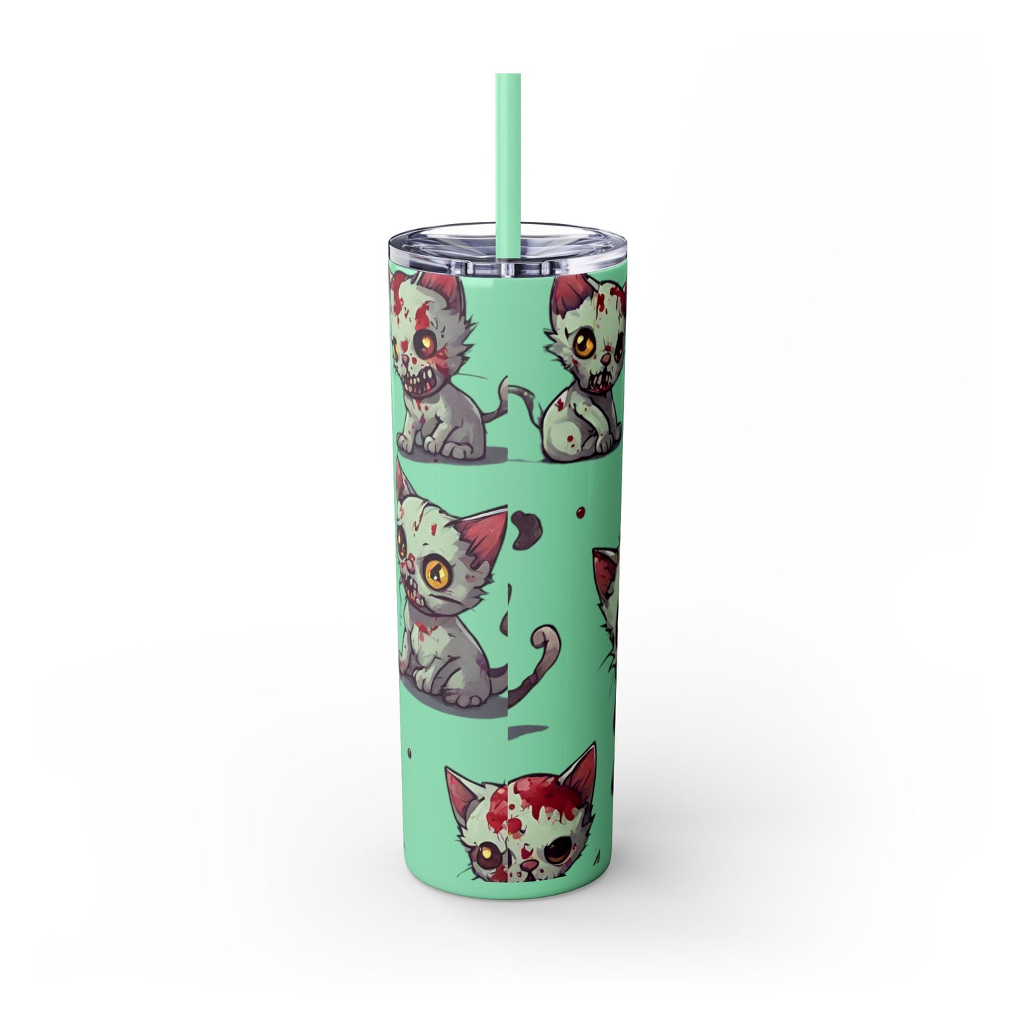 Zombie Kitties Skinny Tumbler | Mutated Kitten Zombies Insulated Cup | Furry Mutant Cats Office College School Hiking Road Drink Traveler