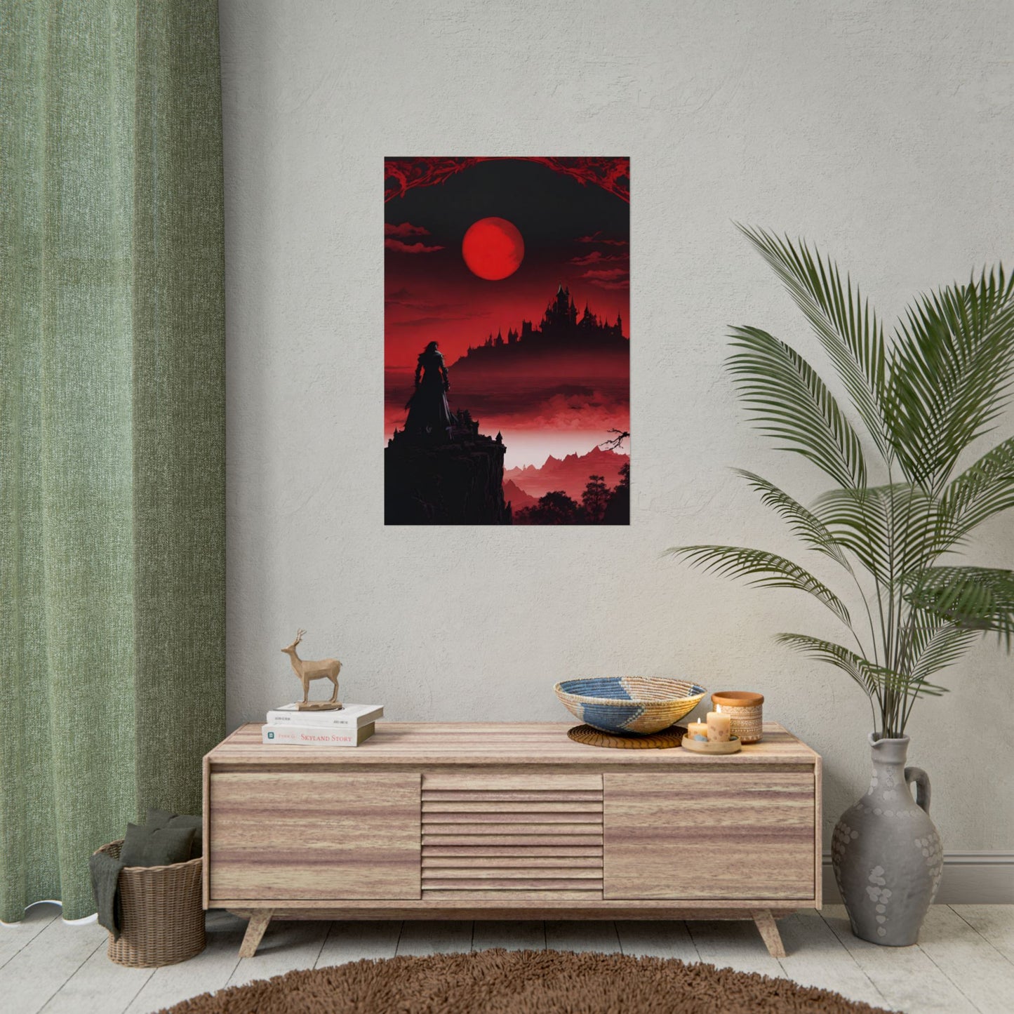 Castlevania Belmont Video Game Room Wall Decor | What A Horrible Night to Traverse the Darkness Art | Dracula Castle Vampire Wall Hanging