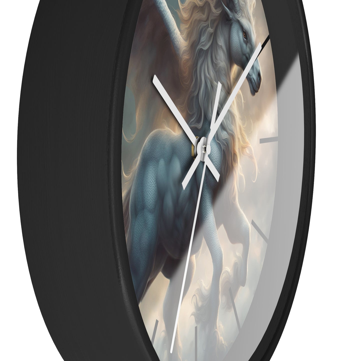 Majestic Myths Art Clock | Pegasus Horned Winged Horse Wall Hanging | Mystical Cloud Sky Fantasy Home Office Decor Gift