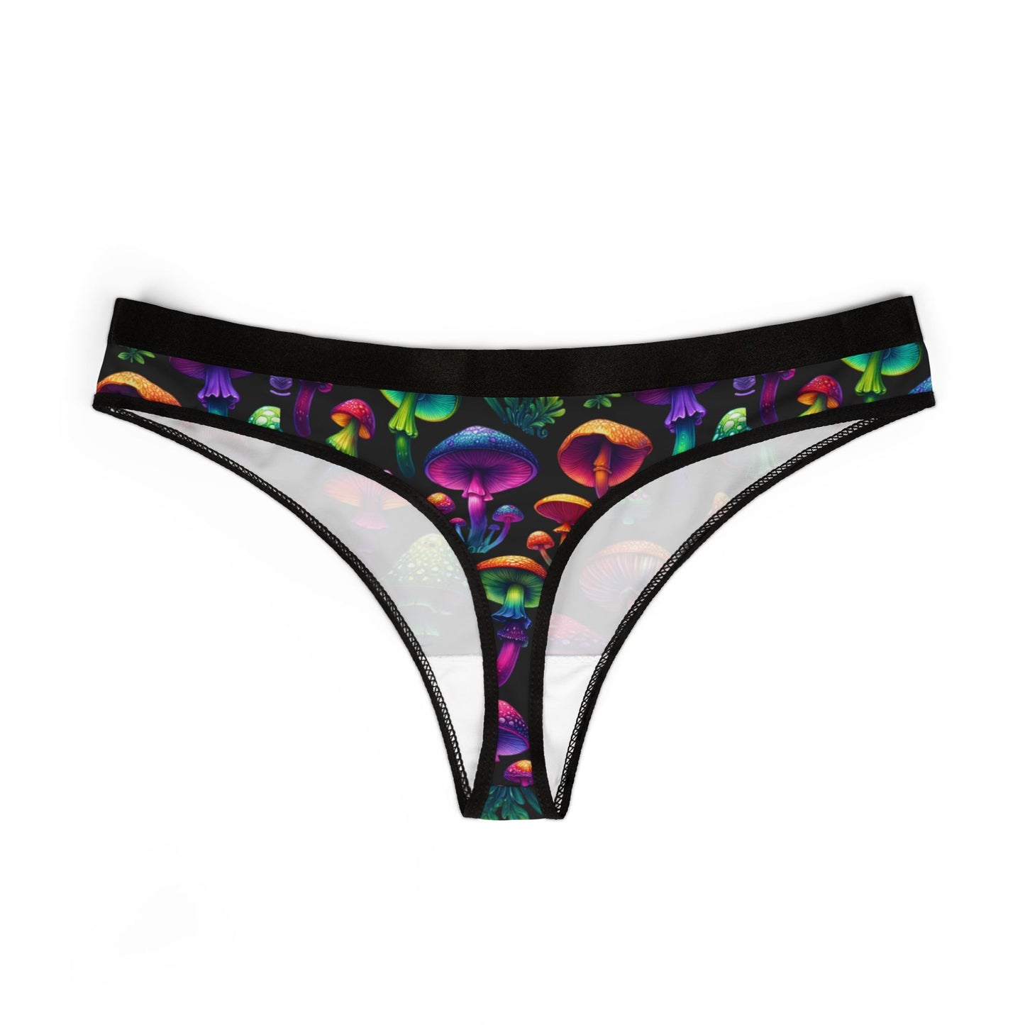 Wild Trippy Mushrooms Women's Thong, Psychedelic Underwear, Colorful Lingerie, Fun Intimates, Unique Panties