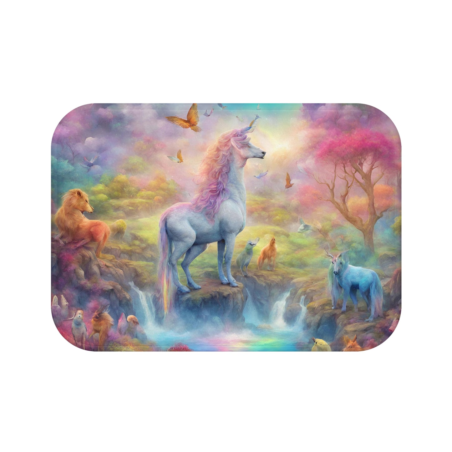 Unicorn Bath Mat, Mystical Animals, Girls Bathroom Rug, Home Living Toiletry Rug, Shower Mat