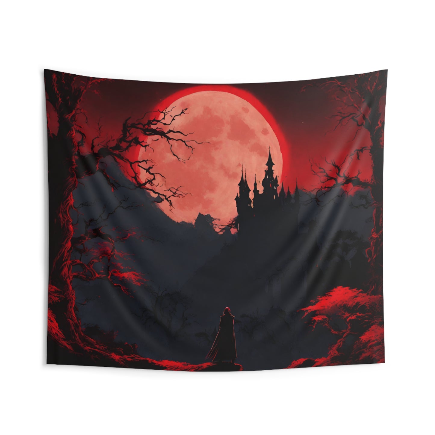 Castlevania Belmont Video Game Room Inspired Art Tapestry | Cursed Ring of Lunar Blood Wall Decor | Dracula Castle Vampire Gamer Gift