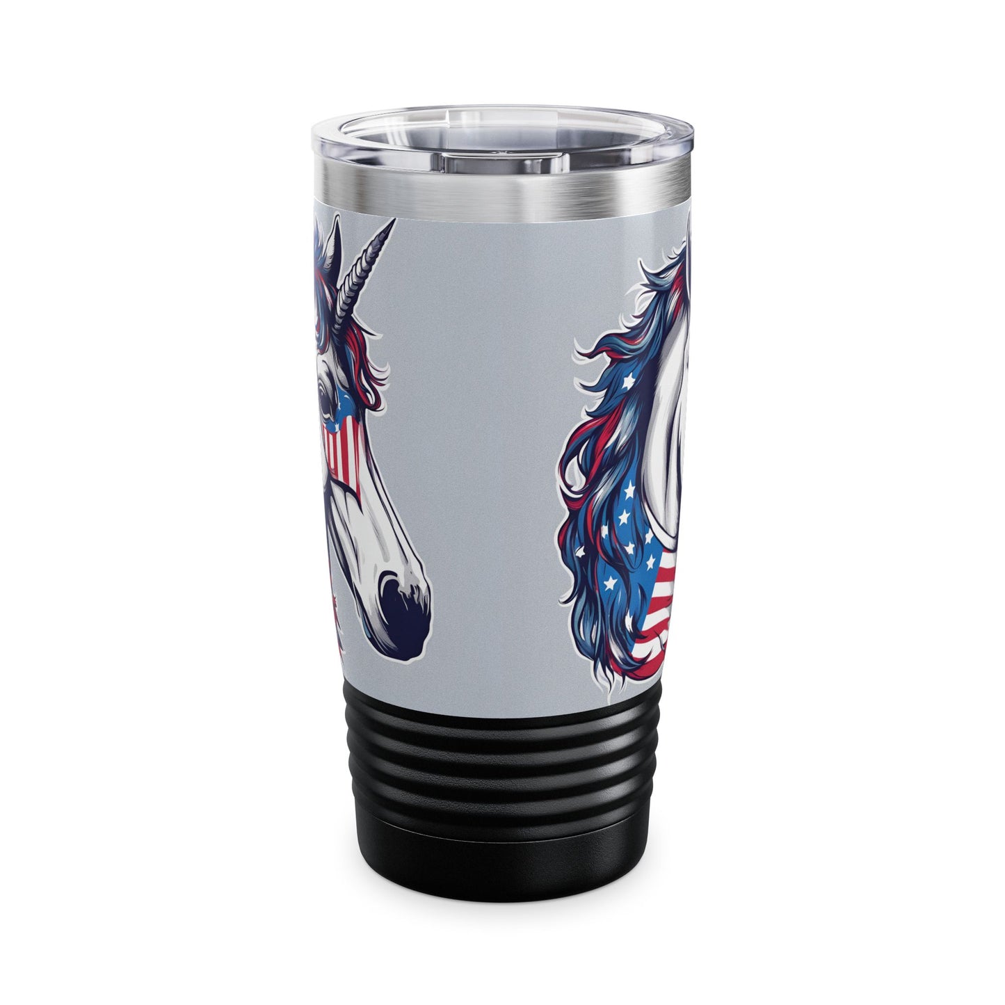Patriotic Unicorn Tumbler | American Flag Election Traveler | United States Flag Patriot Veteran Gift | Freedom Loving Horse Road Drink Cup