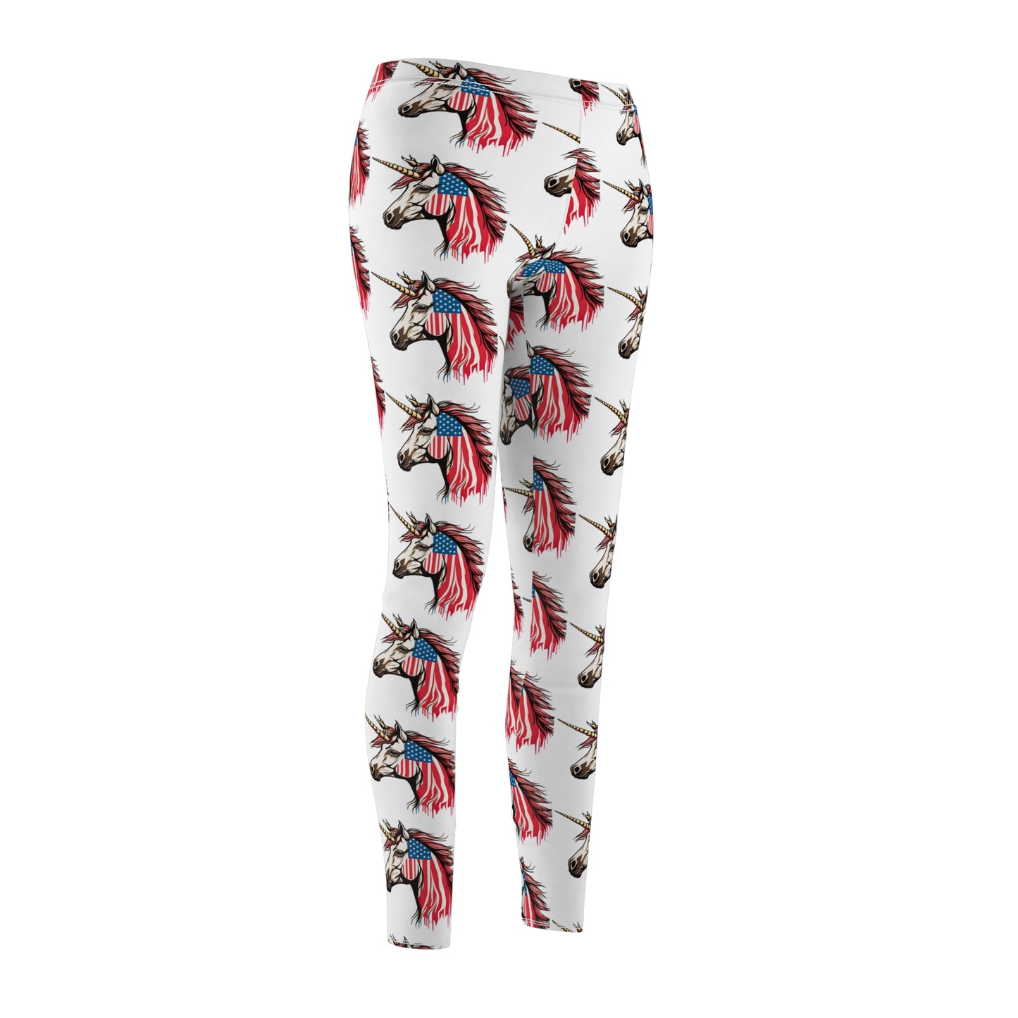 Patriotic Unicorn Skinny Leggings, United States Freedom Loving Horse Lounge Tights, US Election Elastic Exercise Jogging Pattern Yoga Pants