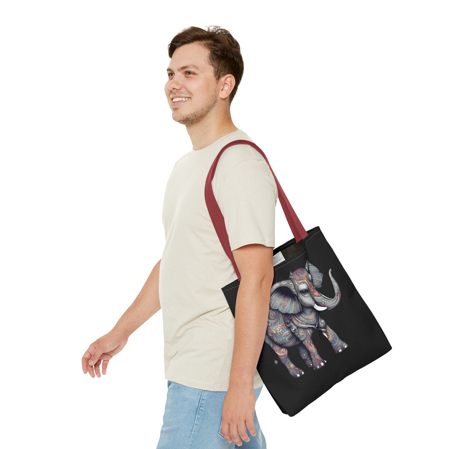 Personalized Elephant Gift Tote | Majestic Custom Grocery Bag | Animal Lovers Office Travel Carrier | Wild Kingdom Business Traveler