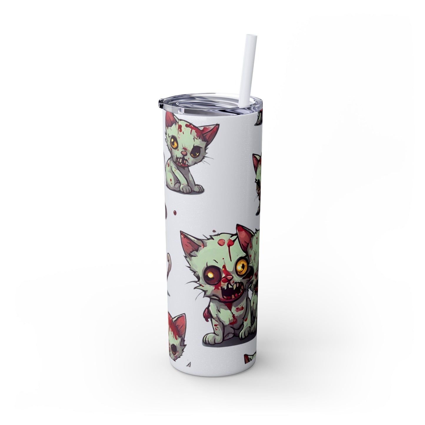 Zombie Kitties Skinny Tumbler | Mutated Kitten Zombies Insulated Cup | Furry Mutant Cats Office College School Hiking Road Drink Traveler