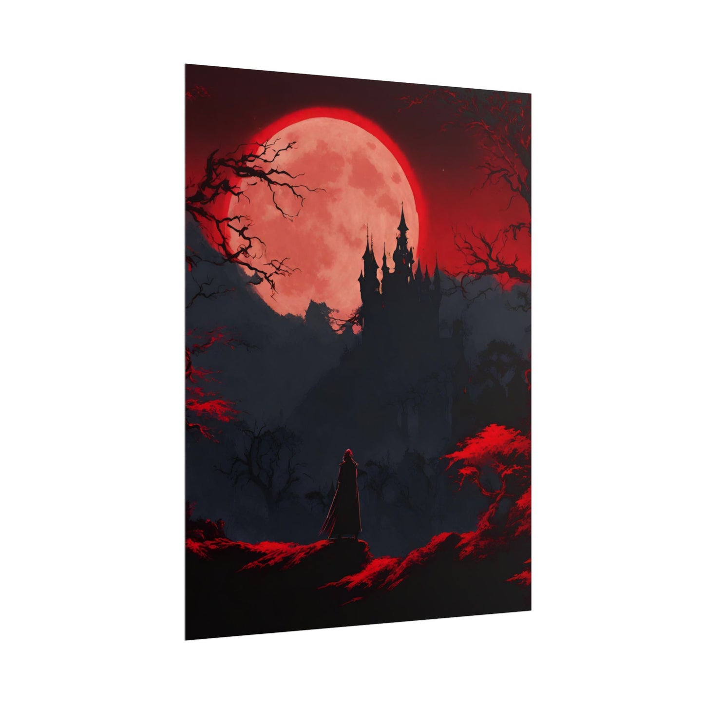 Castlevania Belmont Video Game Room Inspired Wall Decor | Cursed Ring of Lunar Blood Poster | Dracula Castle Vampire Night Wall Hanging