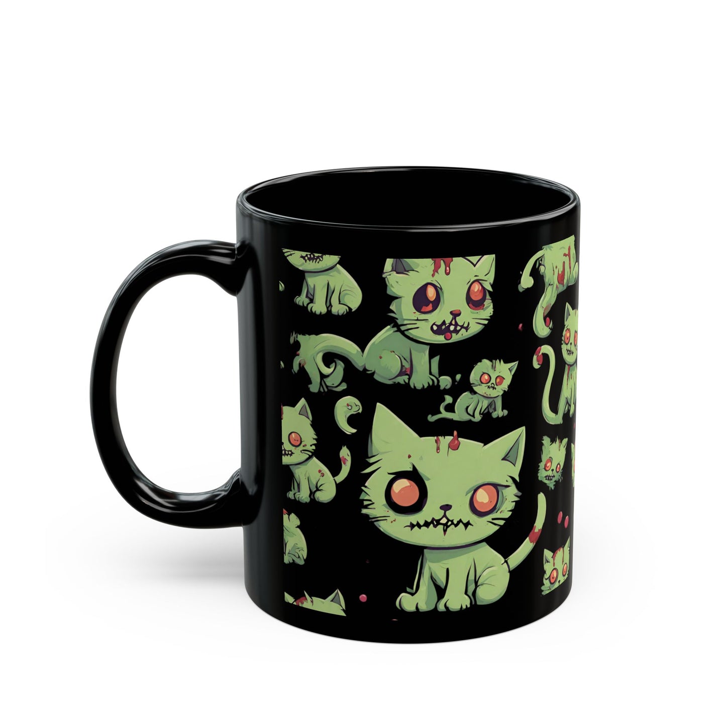 Zombie Cat Coffee Mug Gift, Cute Walking Dead Undead Kittens Tea or Cocoa Cup, Kids or Adults Home Work Office Morning Caffeine Mug