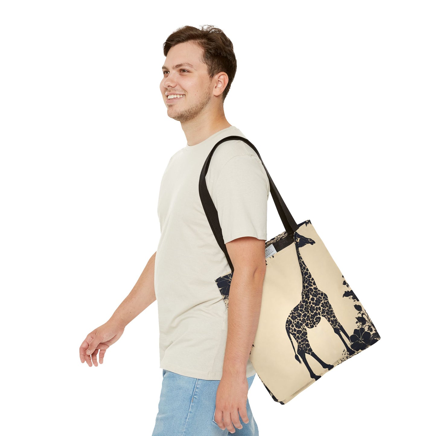 Giraffe Lovers Tote | Floral Safari Animal Grocery Bag | African Savanna Office Travel Carrier | Grassland Wood Forest Cotton Traveler