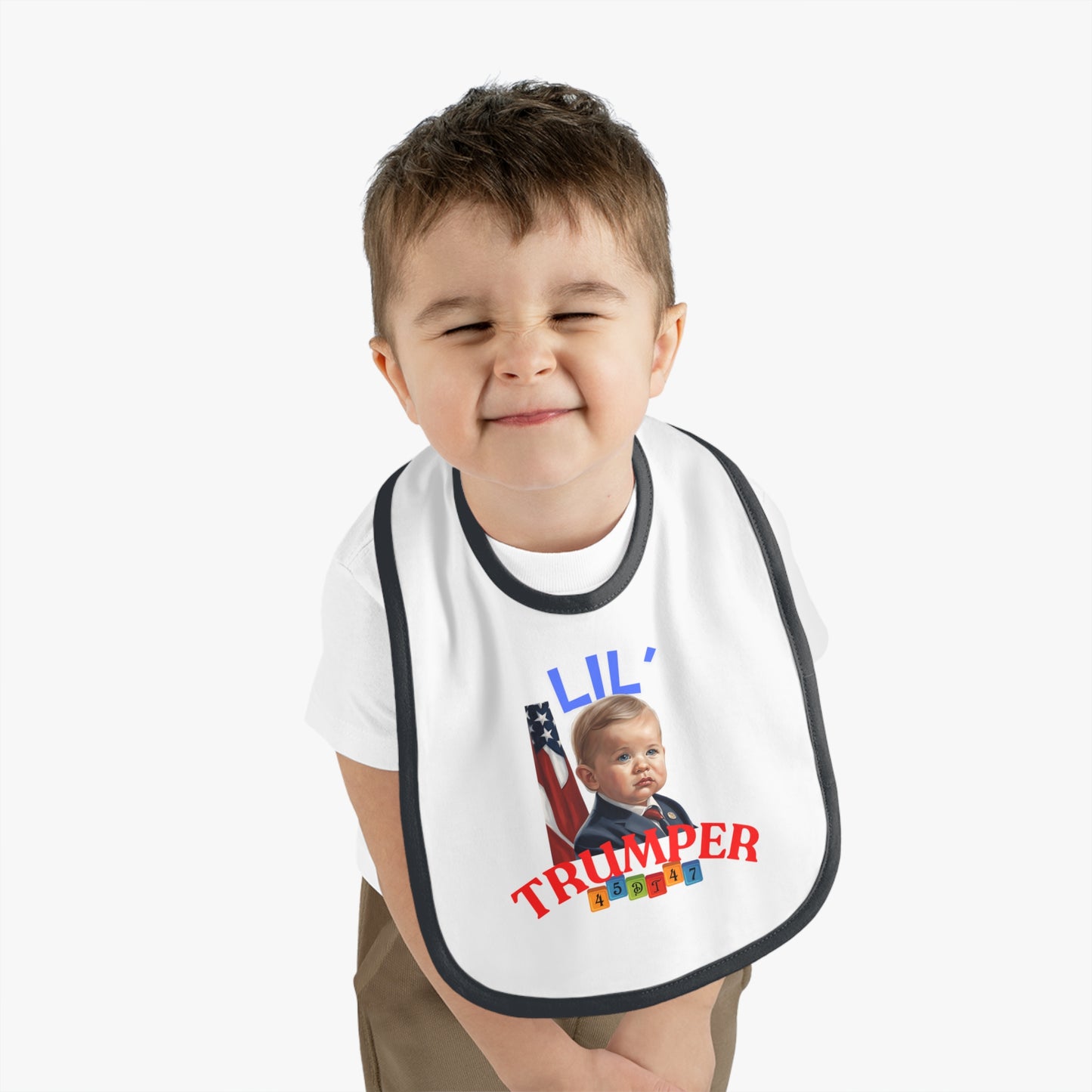 Baby Bib, Lil Trumper Trump Supporter Cotton Bib, Baby Gift, Gender Neutral Baby Shower, Newborn Gift, Infant Feeding, Baby Accessories