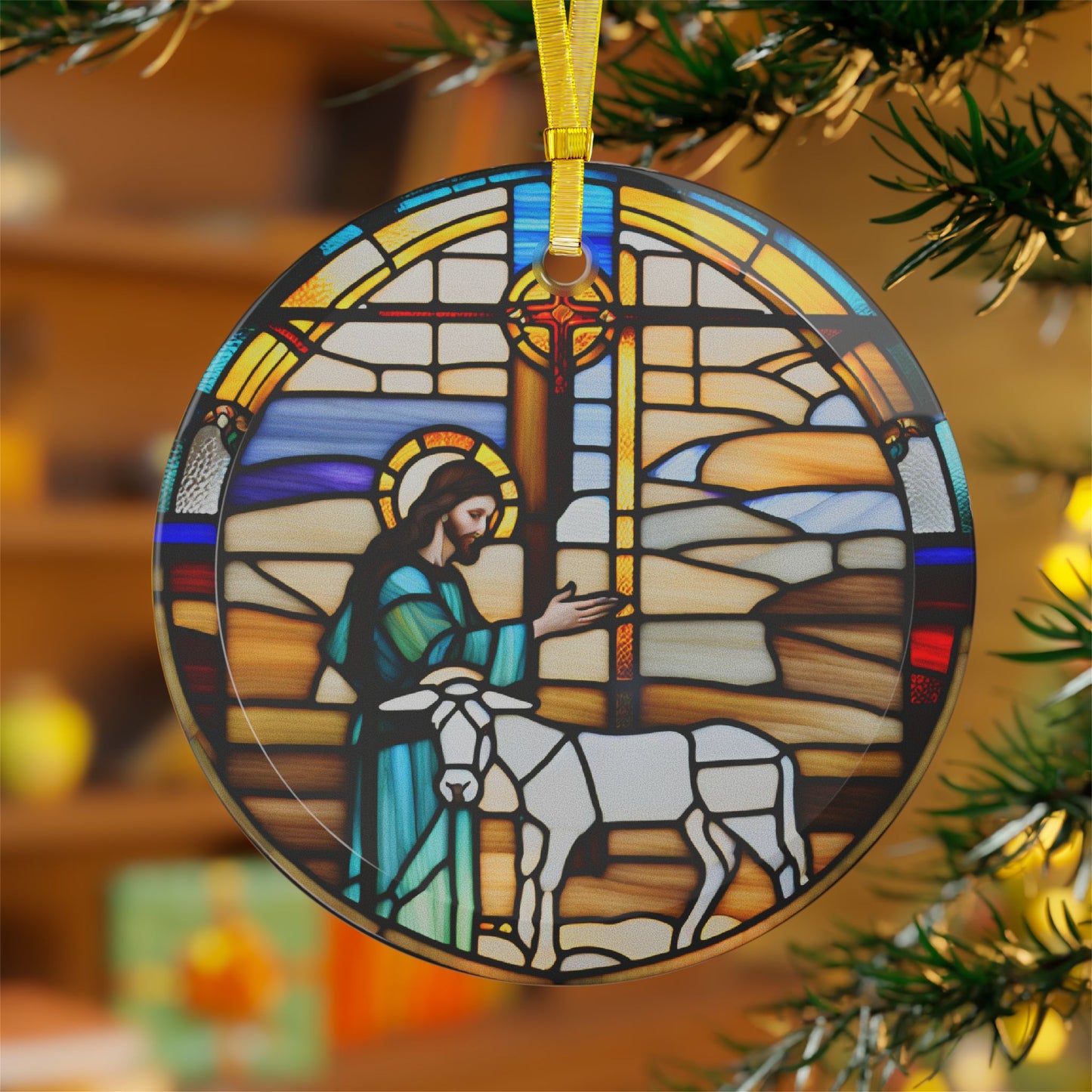 Jesus Christ Christmas Ornament Stained Glass Decoration