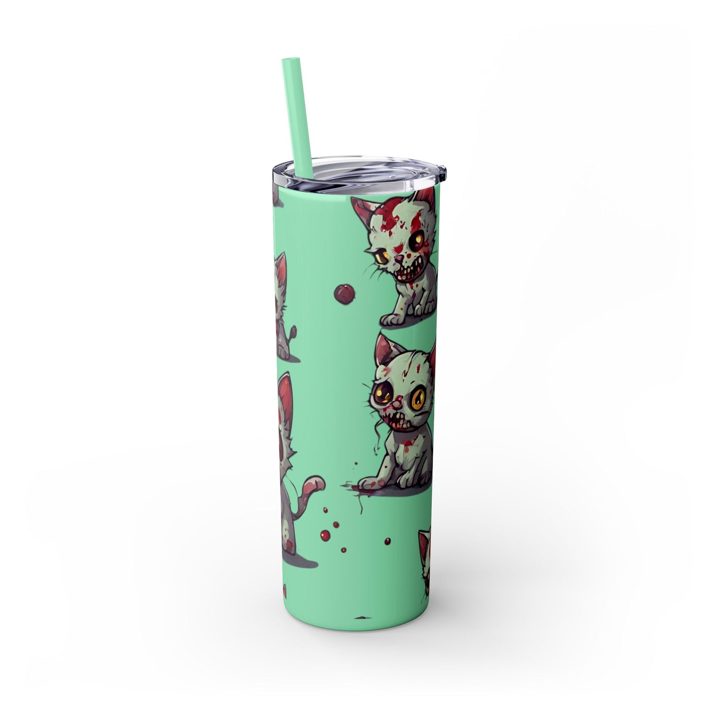 Zombie Kitties Skinny Tumbler | Mutated Kitten Zombies Insulated Cup | Furry Mutant Cats Office College School Hiking Road Drink Traveler