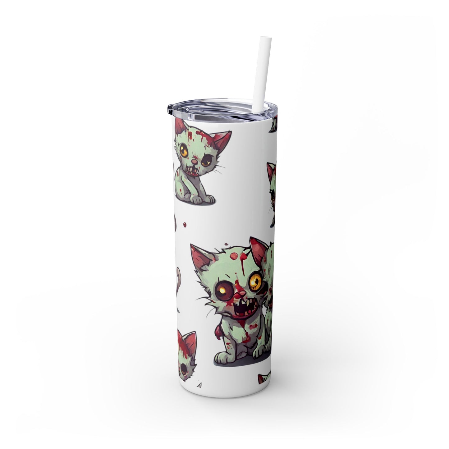Zombie Kitties Skinny Tumbler | Mutated Kitten Zombies Insulated Cup | Furry Mutant Cats Office College School Hiking Road Drink Traveler