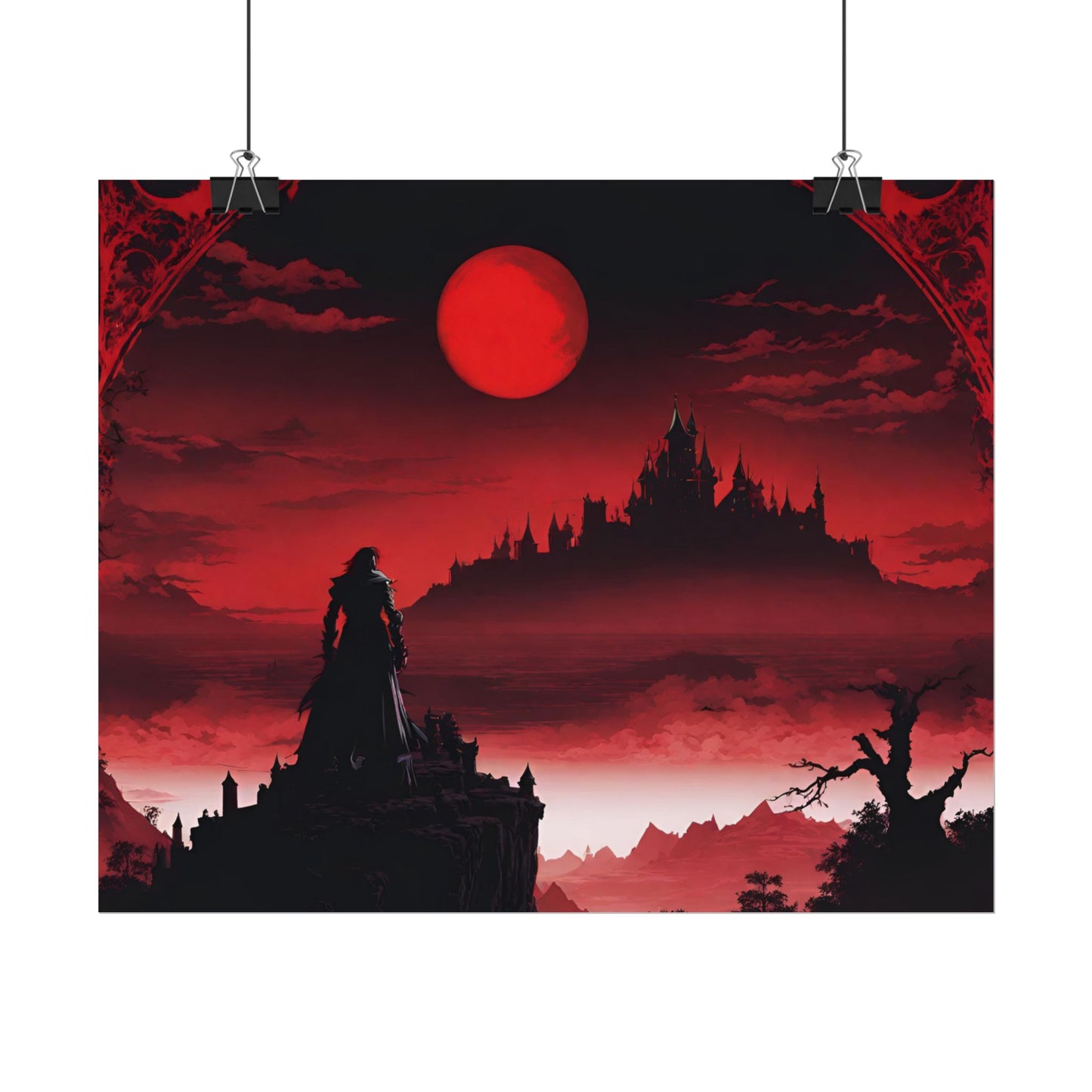 Castlevania Belmont Video Game Room Wall Decor | What A Horrible Night to Traverse the Darkness Art | Dracula Castle Vampire Wall Hanging