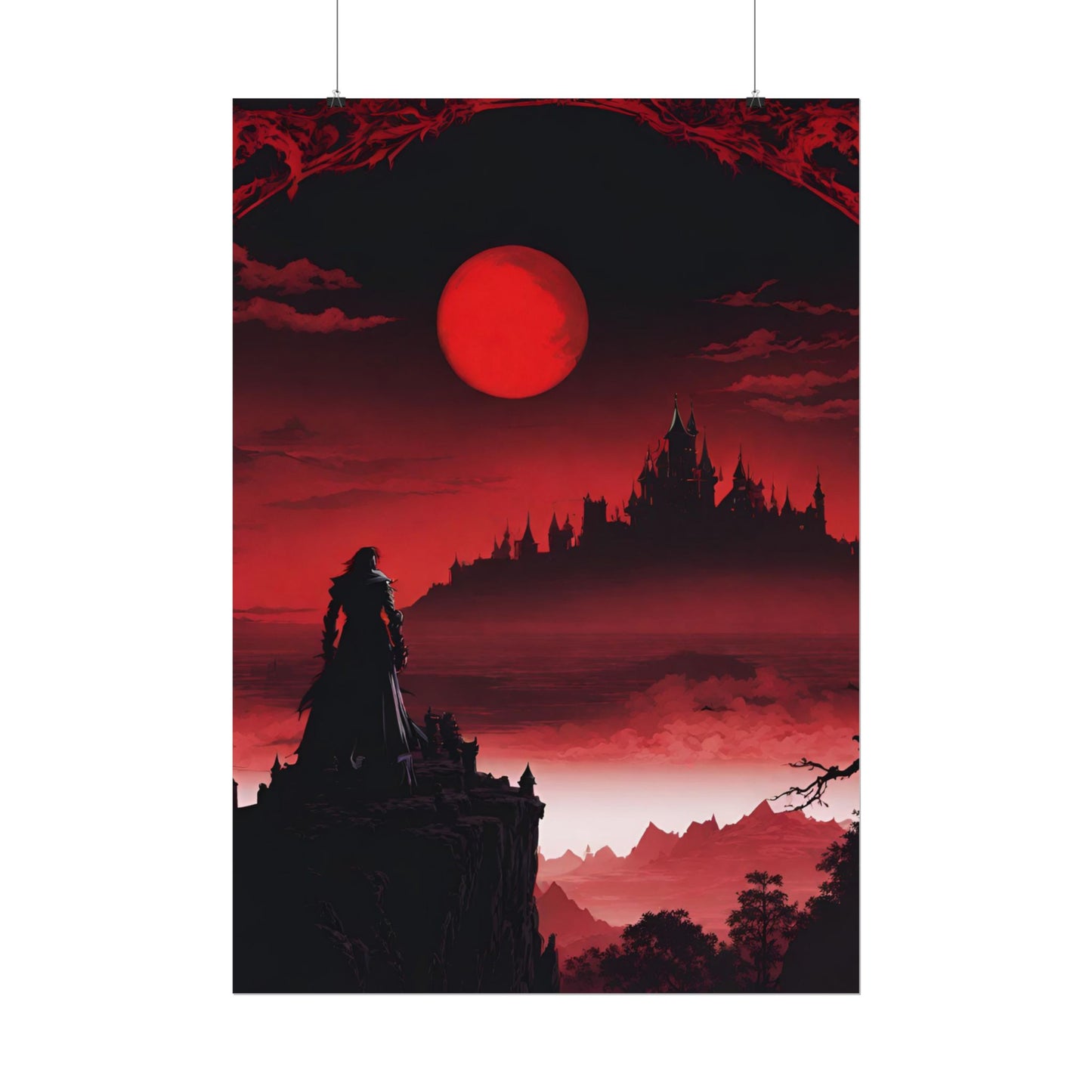 Castlevania Belmont Video Game Room Wall Decor | What A Horrible Night to Traverse the Darkness Art | Dracula Castle Vampire Wall Hanging