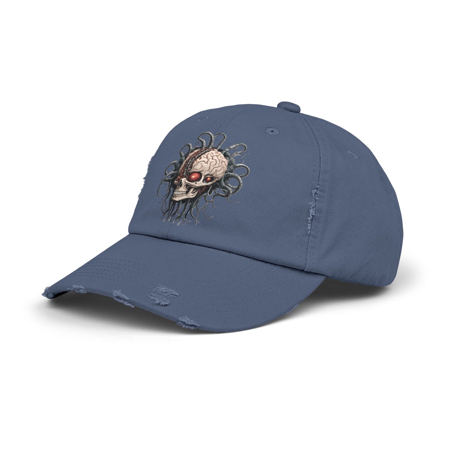 Alien Brain Robot Skull Hat, Contra Video Game Inspired Ball Cap, Metal Tentacle Cyborg Outer Space Bedroom Spring, Summer, Fishing Gift