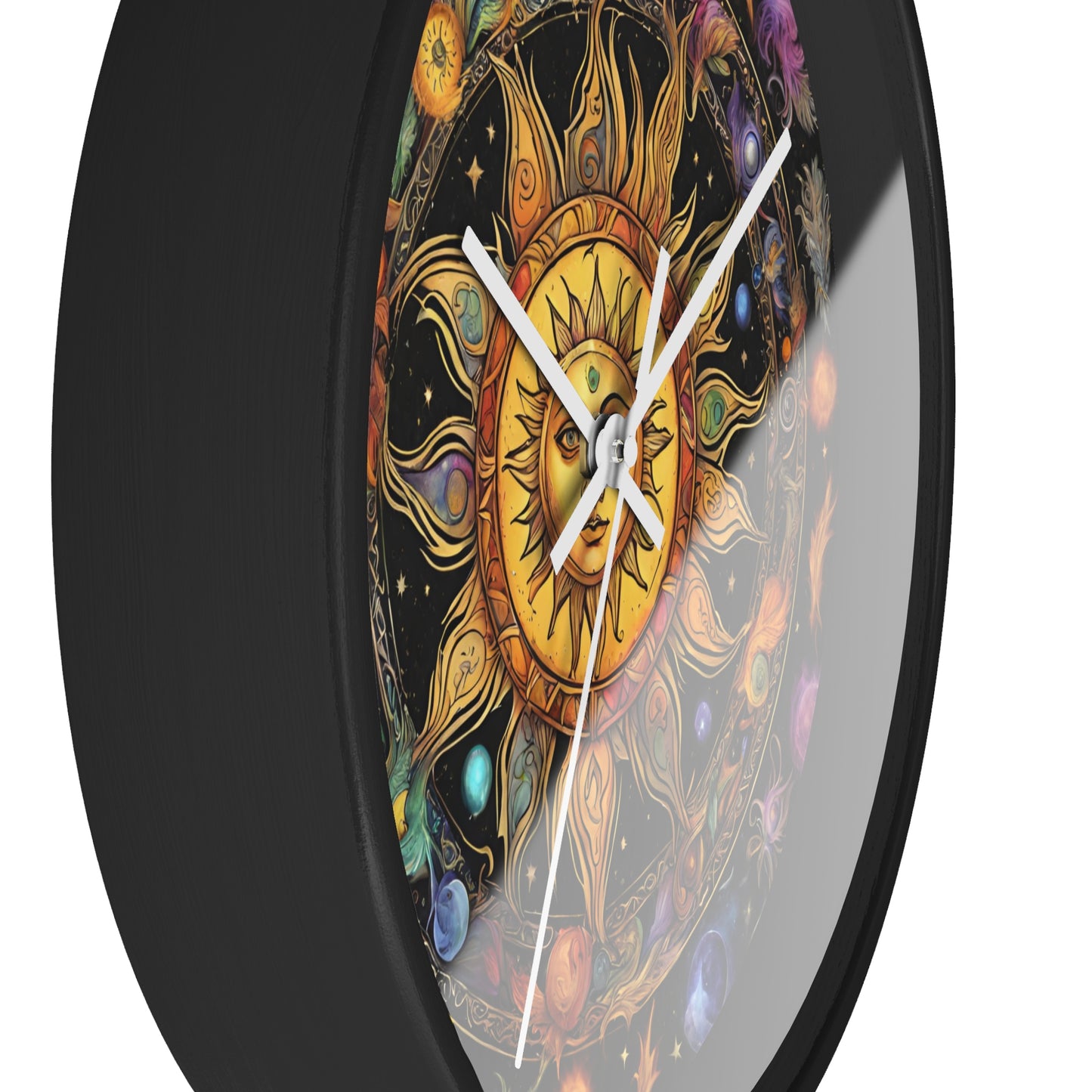 Sun Collage Wall Art Clock | Celestial Solstice Astronomy Wiccan Hanging | Comet Constellations Home Office Solar System Pagan Decor Gift