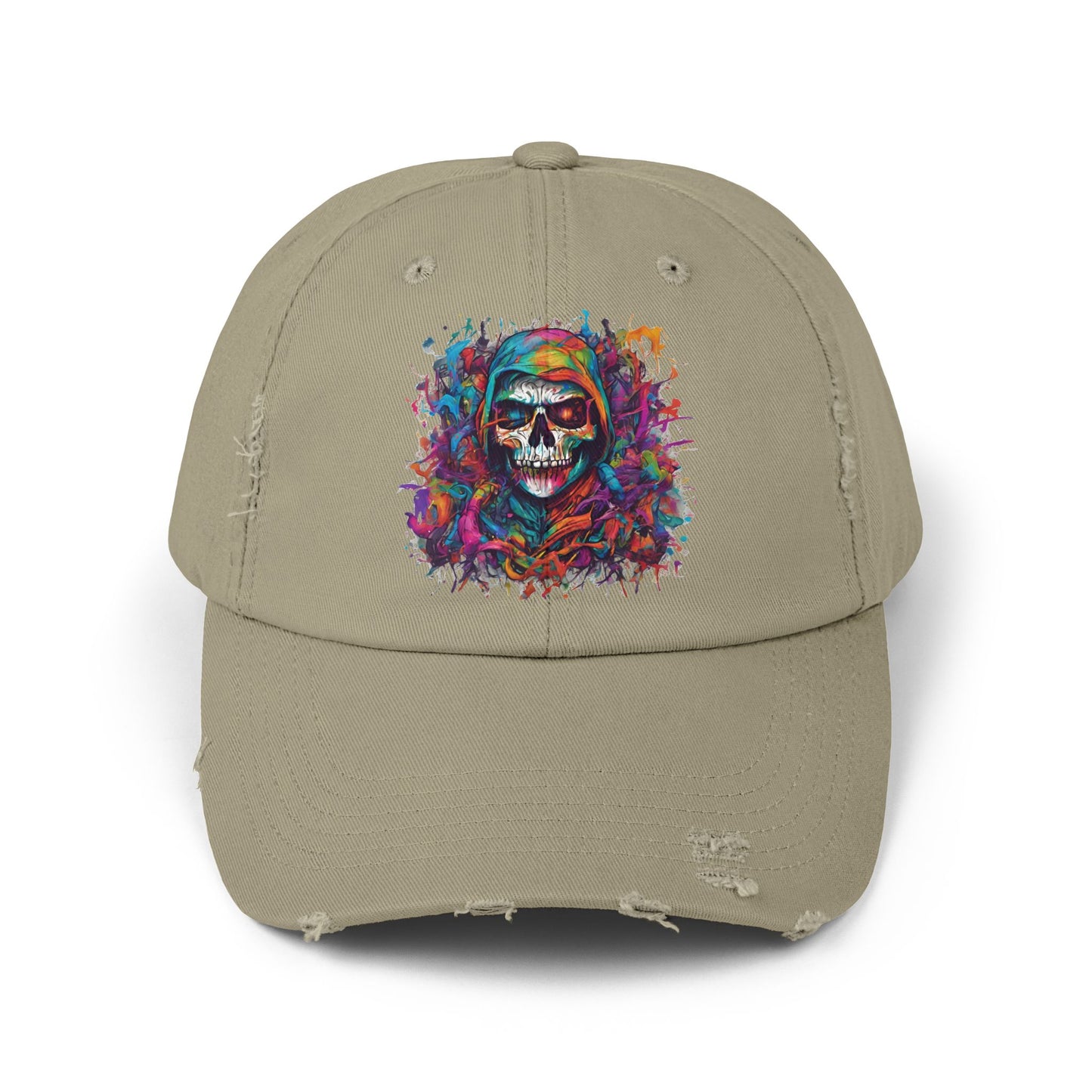 Abstract Art Unisex Cap | Masters of the Universe Inspired Hat | Rainbow Psychedelic Skull Spring Fishing Cap | Evil Scareglow Skeletor Gift