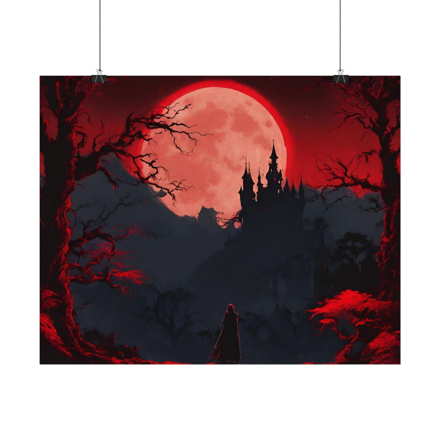 Castlevania Belmont Video Game Room Inspired Wall Decor | Cursed Ring of Lunar Blood Poster | Dracula Castle Vampire Night Wall Hanging