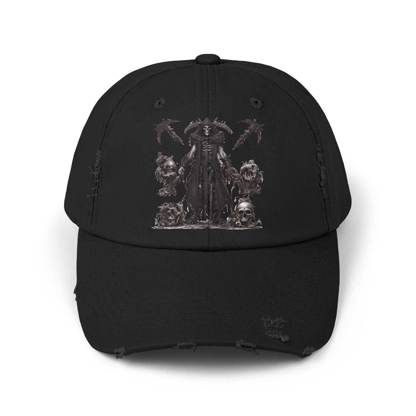 DEATHeCUTIONER Series Executioner Hat | Depths of Hell Rising Skeleton Cap | Trendy Evil Dust & Bones Grim Reaper Spring, Summer Wear Gift