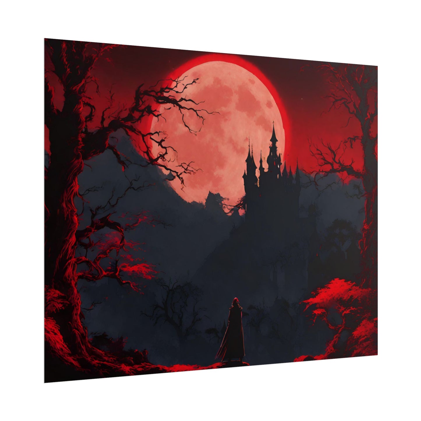 Castlevania Belmont Video Game Room Inspired Wall Decor | Cursed Ring of Lunar Blood Poster | Dracula Castle Vampire Night Wall Hanging