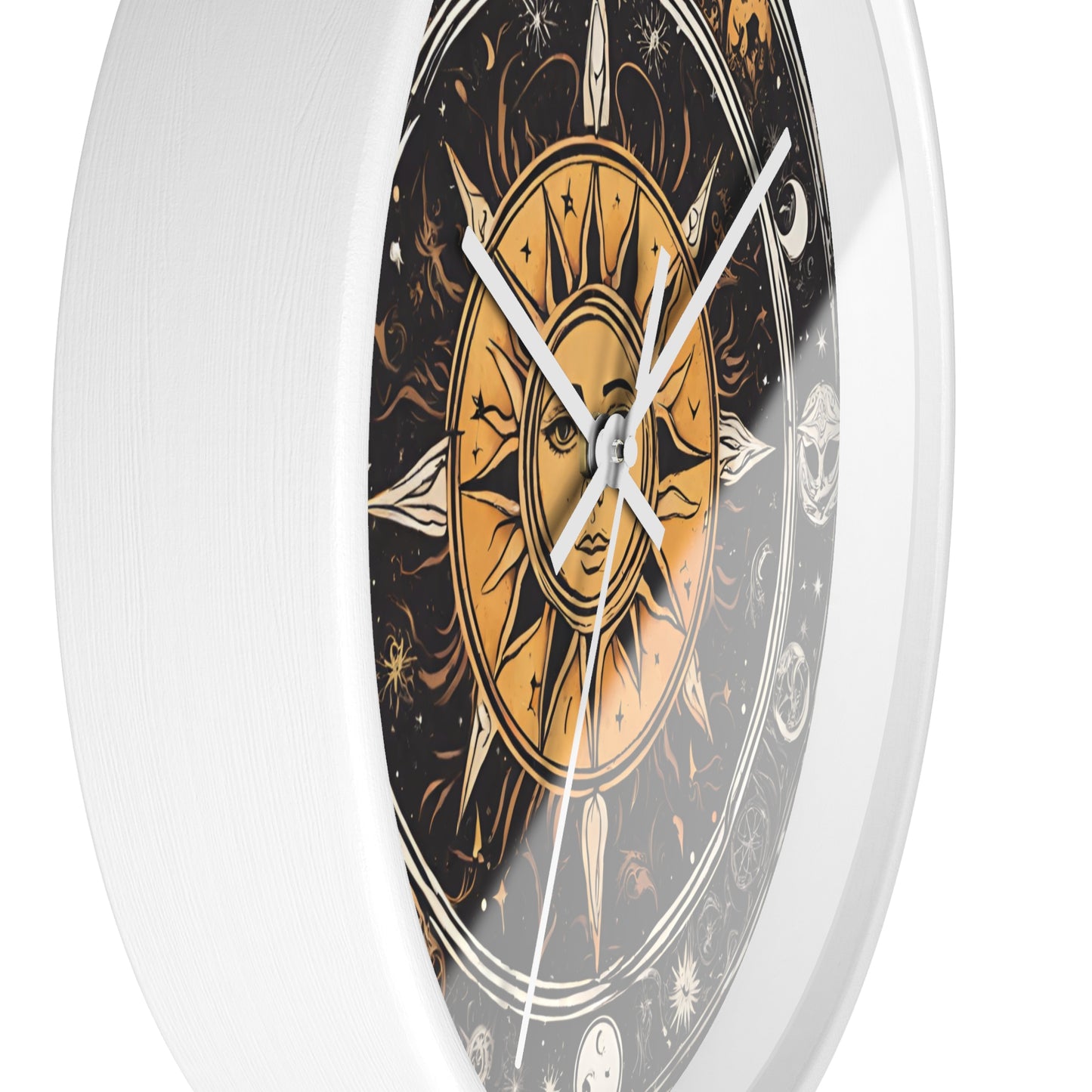 Sun and Moon Wall Art Clock | Celestial Solstice Astronomy Wiccan Hanging | Comet Constellations Home Office Solar System Pagan Decor Gift