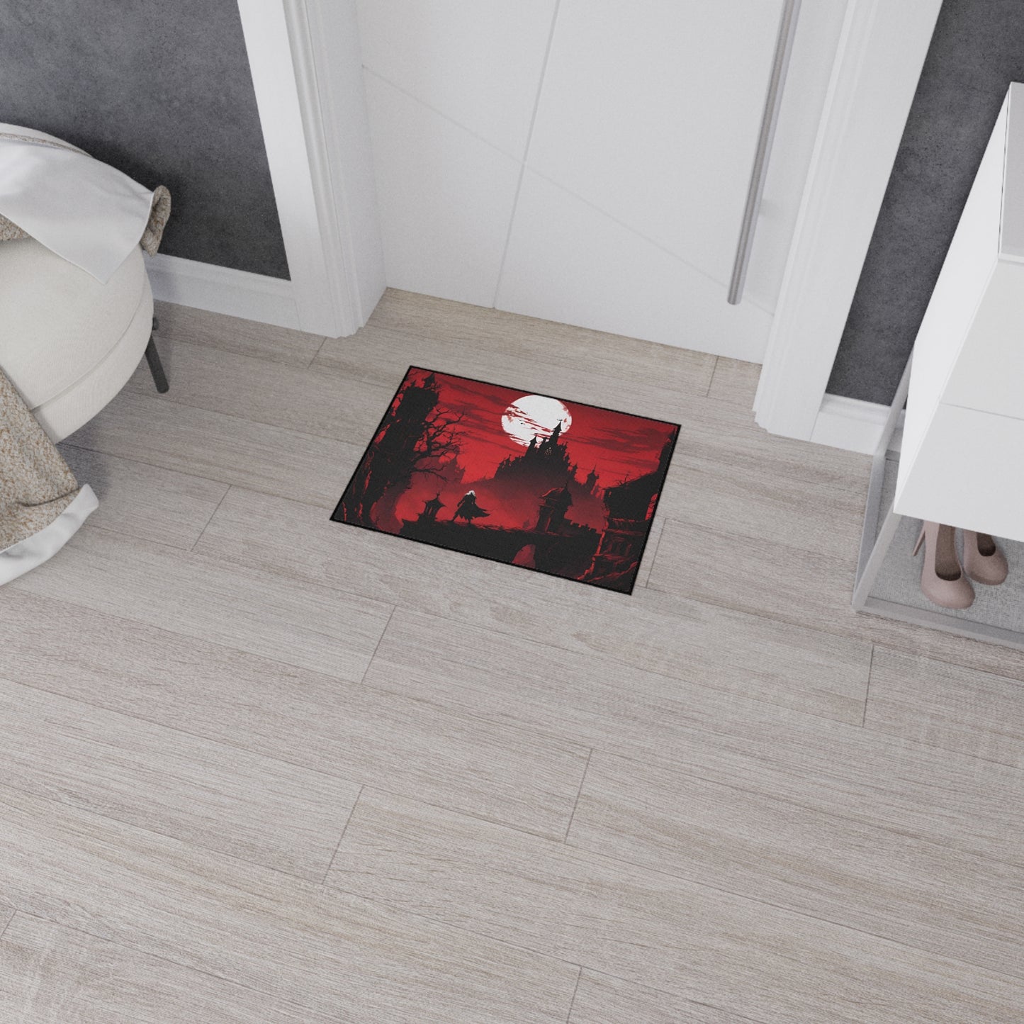 Castlevania Belmont Video Game Inspired Floor Mat | Death and Terror Await in the Dark of Night Bathroom Decor | Dracula Door Entry Gift