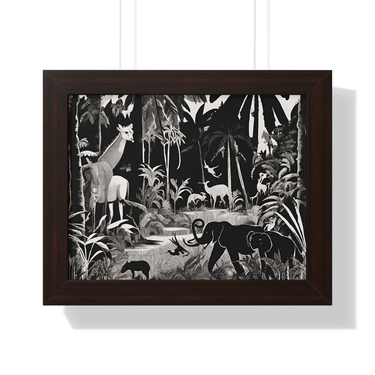 Animal Kingdom Print, Jungle Wall Decor, Elephant Picture, Shadow Wall Hanging, Giraffe Picture, Living Room Poster, Office Scenery