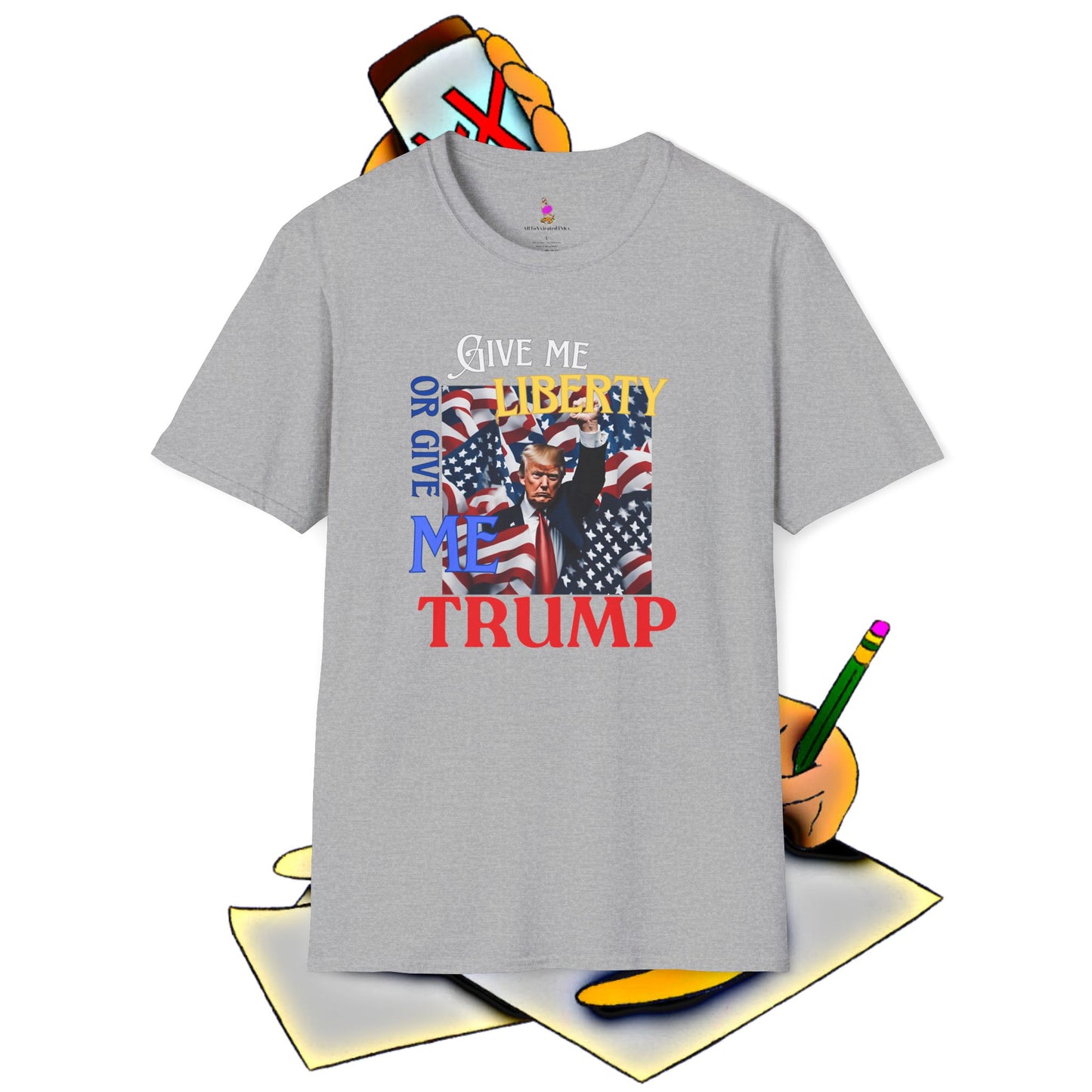 President Donald Trump Tee, Give Me Liberty Or Give Me Trump, Conservative Patriot T-Shirt, Republican Voter Election Gift, Patriotic Lover