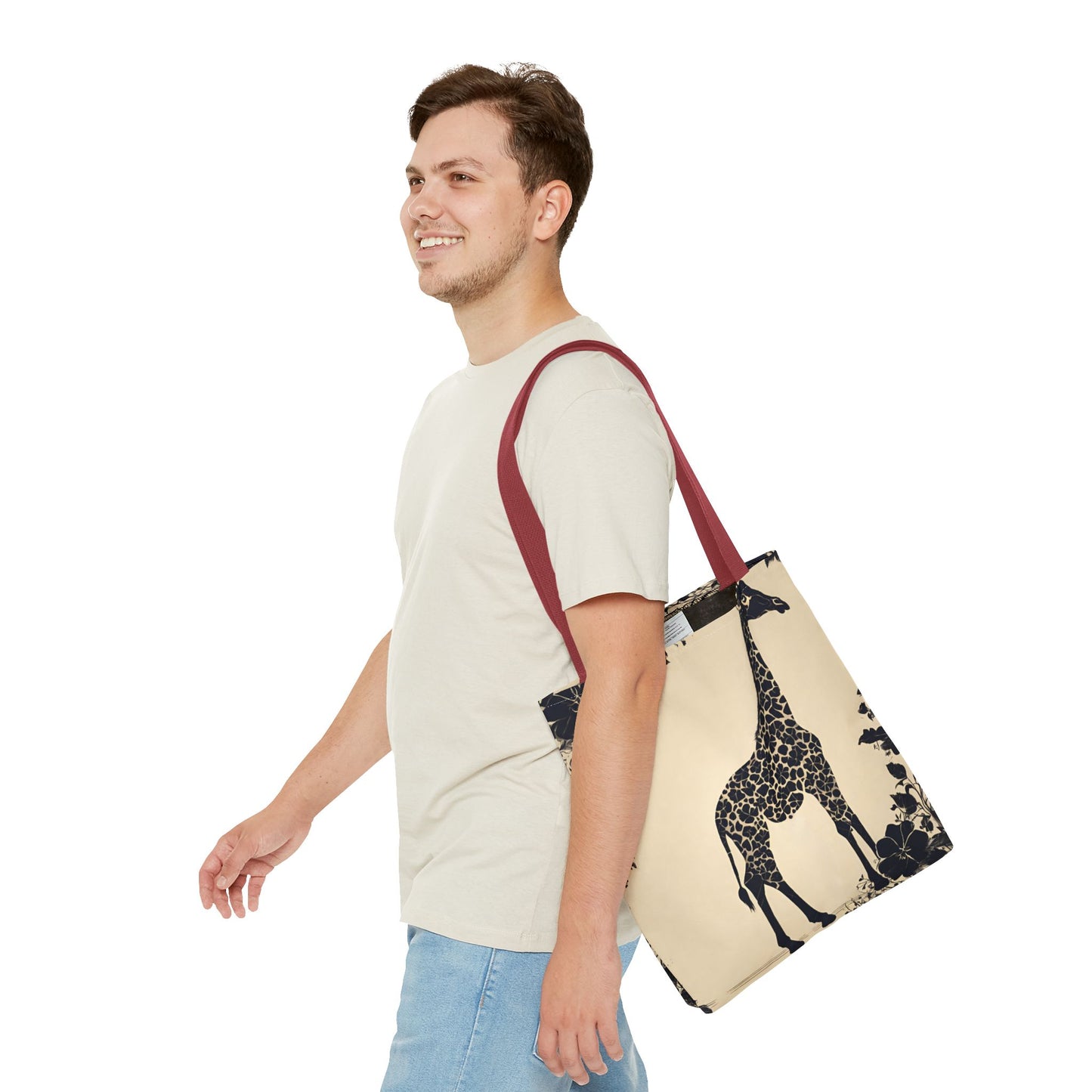 Giraffe Lovers Tote | Floral Safari Animal Grocery Bag | African Savanna Office Travel Carrier | Grassland Wood Forest Cotton Traveler