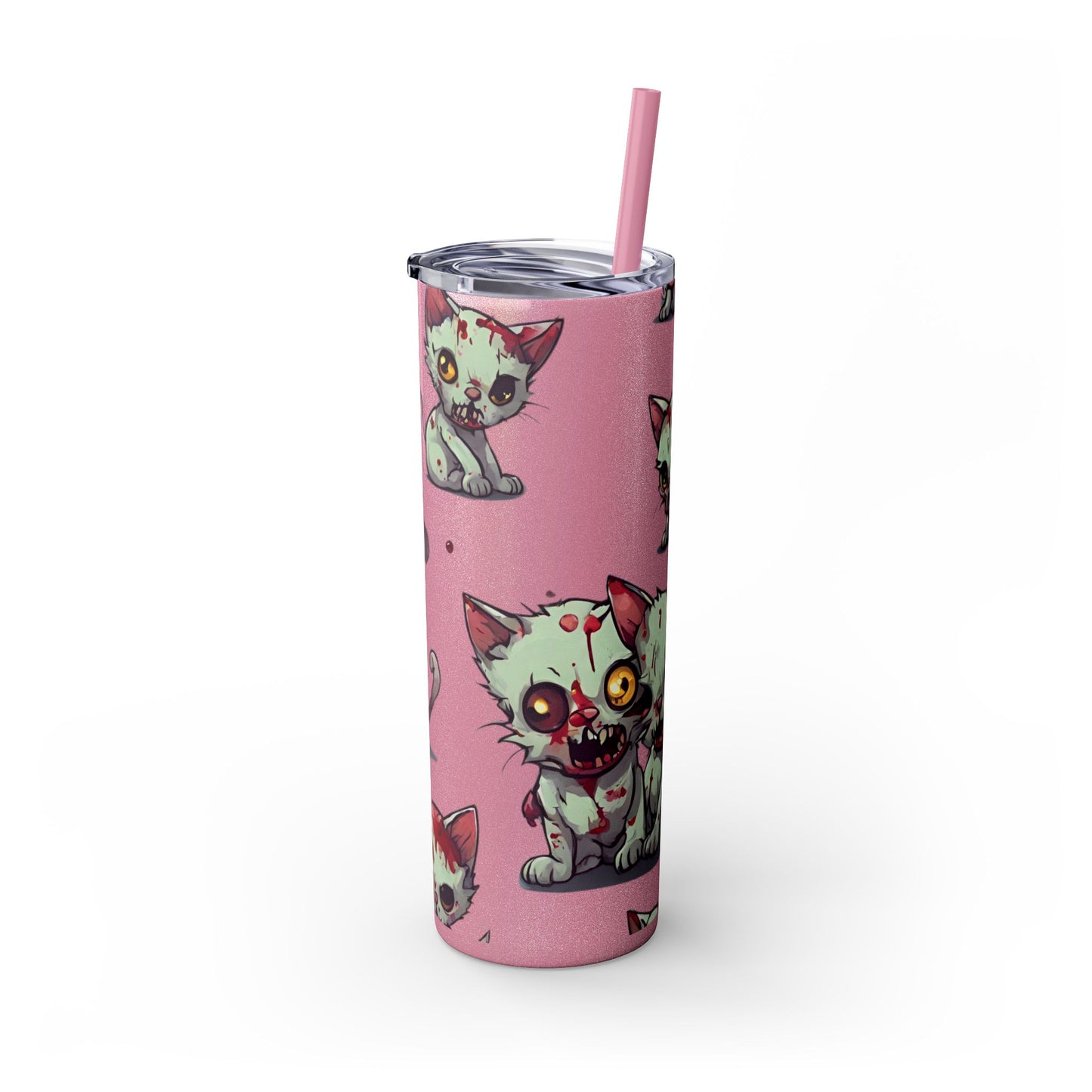 Zombie Kitties Skinny Tumbler | Mutated Kitten Zombies Insulated Cup | Furry Mutant Cats Office College School Hiking Road Drink Traveler