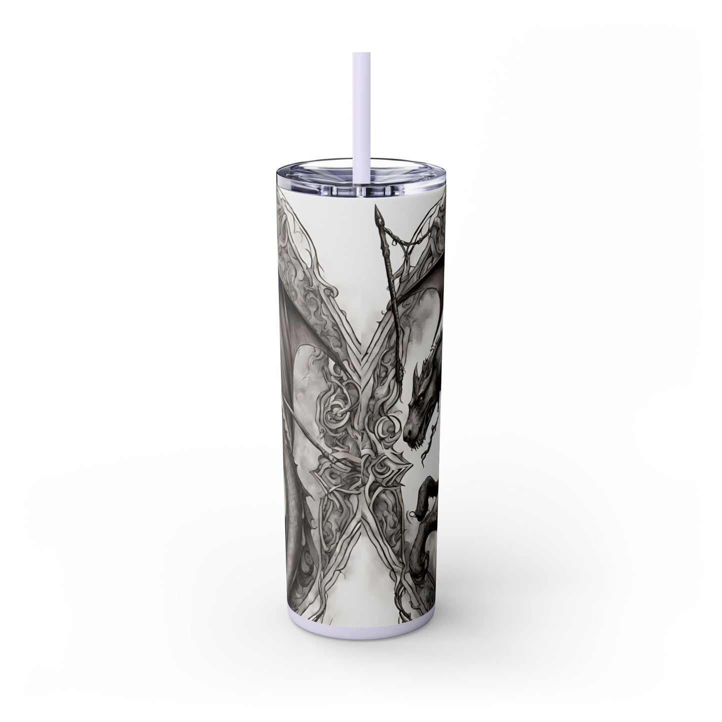 Gothic Medieval Flying Dragon Tumbler, Mutating Lizard Woman Beast Drinking Traveler, Dark Fantasy Liquid Cup
