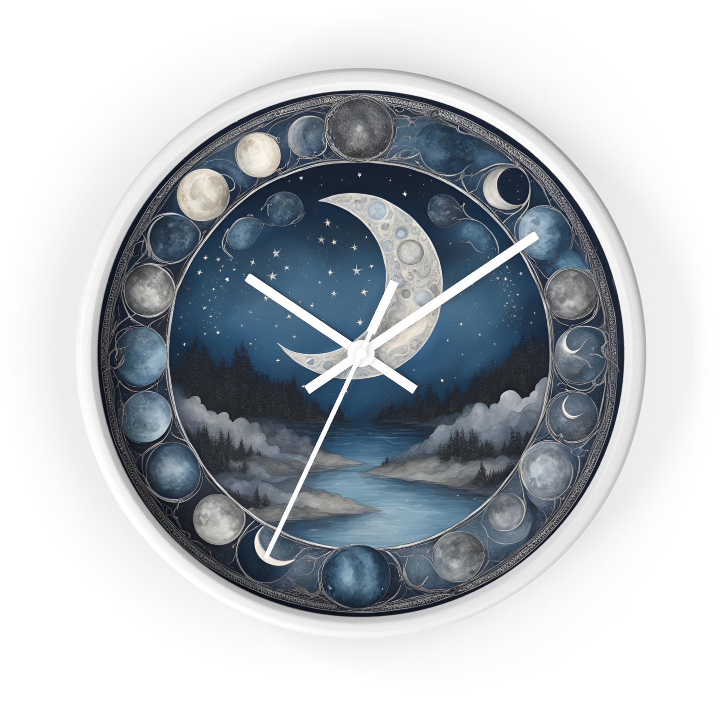 Moon Phases Wall Clock, Lunar Cycle Astronomy Home Decor, Solar System Wall Hanging, Celestial Office Art, Gift for Space Enthusiasts