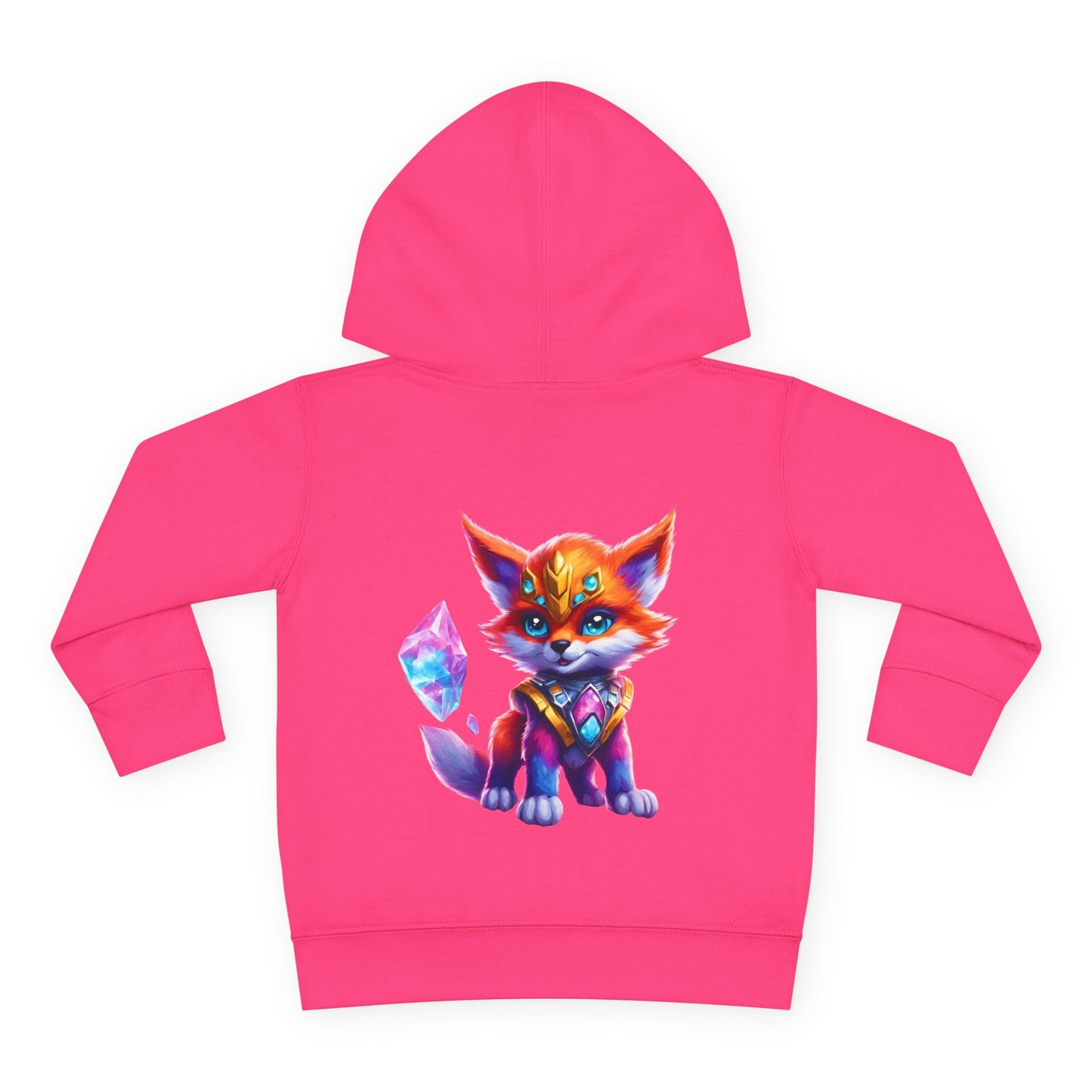 Rainbow Crystal Fox Toddler Girls Hoodie, Orange Blue Cosmic Guardian Sweatshirt, Two Sided 2T 4T 5-6T Long Sleeve Hood