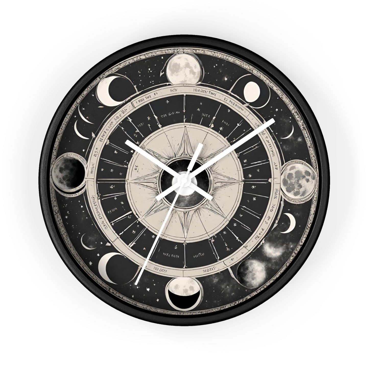 Moon Phases Wall Art Clock | Lunar Cycle Astronomy Wall Hanging | Home Office Solar System Wall Decor Gift