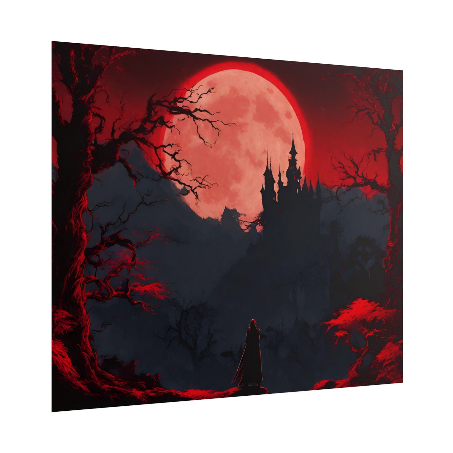 Castlevania Belmont Video Game Room Inspired Wall Decor | Cursed Ring of Lunar Blood Poster | Dracula Castle Vampire Night Wall Hanging