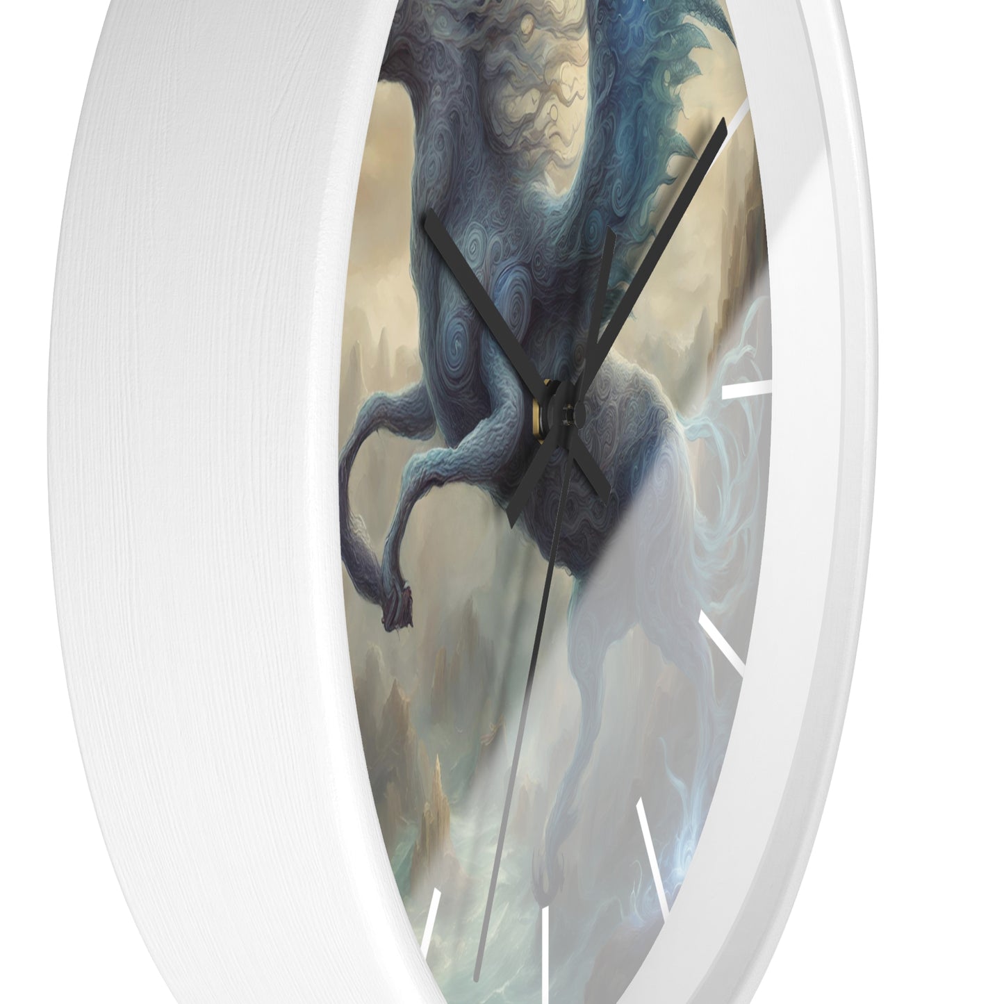 Majestic Myths Art Clock | Electrified Pegasus Horse Wall Hanging | Mystical Winged Blue Lightning Fantasy Home Office Decor Gift