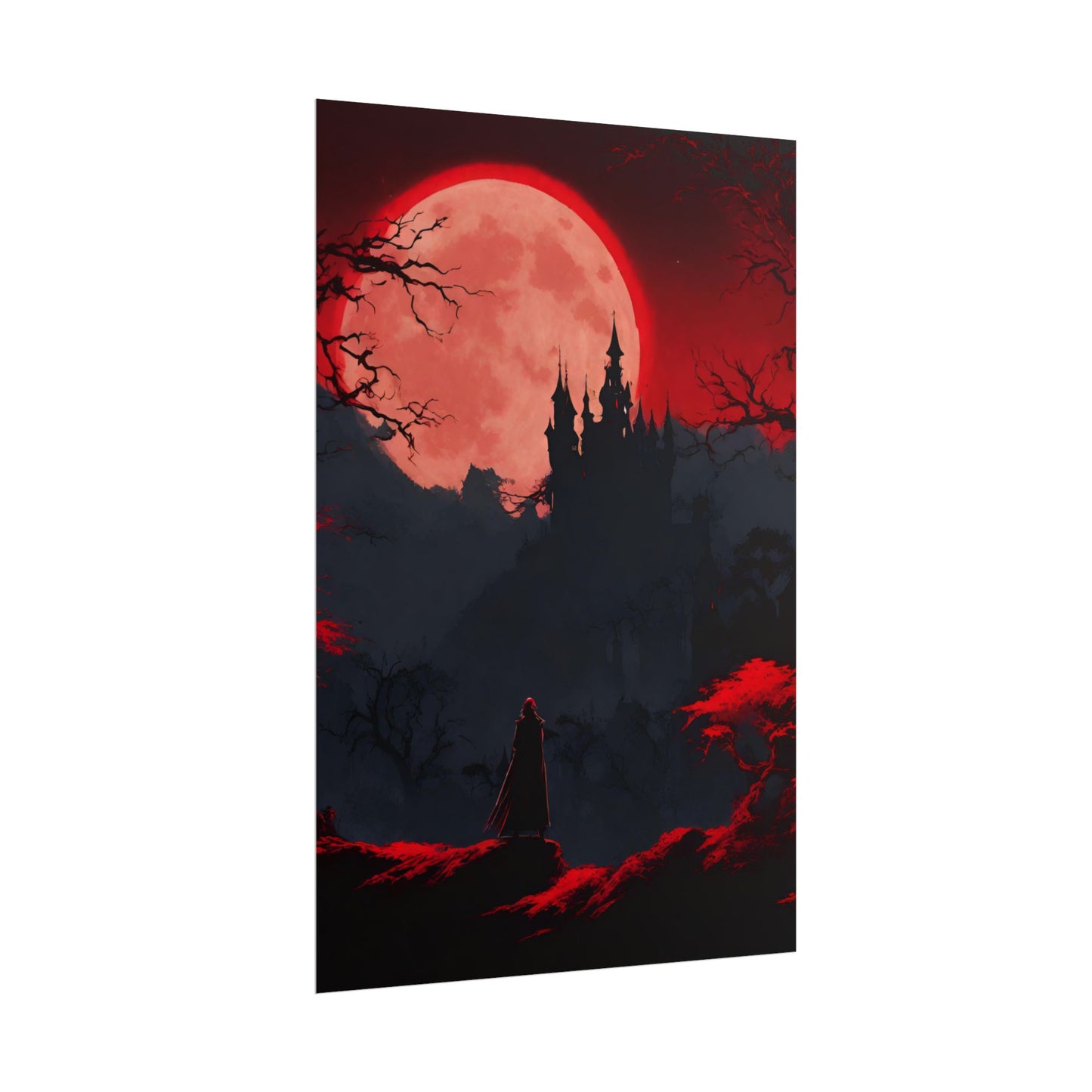 Castlevania Belmont Video Game Room Inspired Wall Decor | Cursed Ring of Lunar Blood Poster | Dracula Castle Vampire Night Wall Hanging