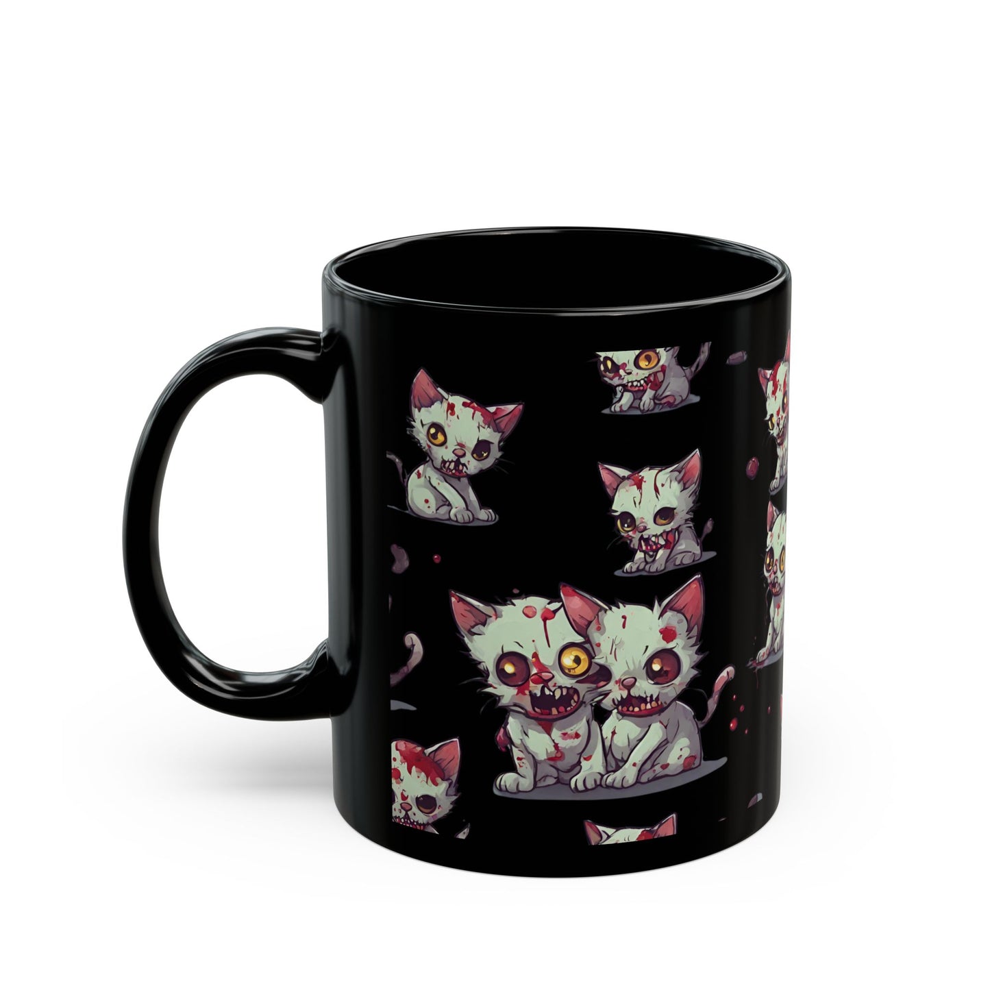 Zombie Cat Coffee Mug Gift, Cute Walking Dead Undead Kittens Tea or Cocoa Cup, Kids or Adults Home Work Office Morning Caffeine Mug
