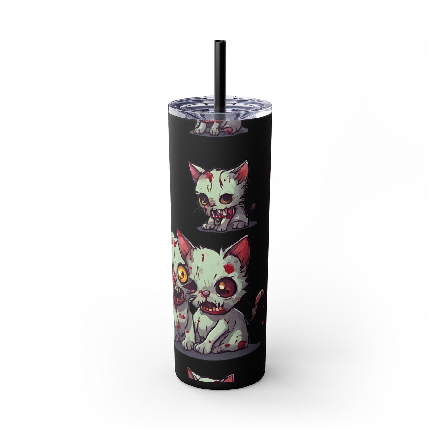 Zombie Kitties Skinny Tumbler | Mutated Kitten Zombies Insulated Cup | Furry Mutant Cats Office College School Hiking Road Drink Traveler