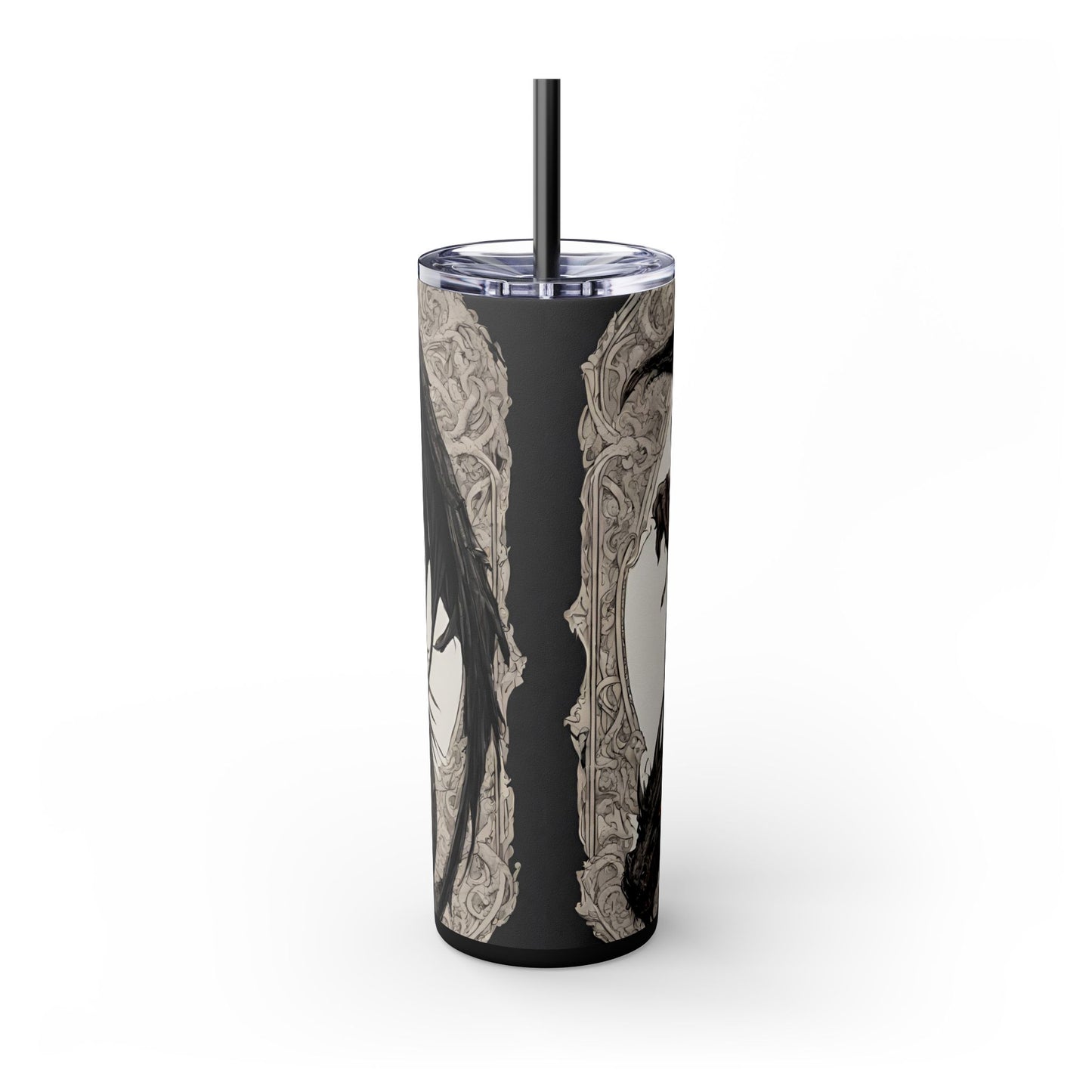 Gothic Medieval Dragon Tumbler, Beautiful Woman Morphing Drinking Traveler, Dark Fantasy Liquid Cup