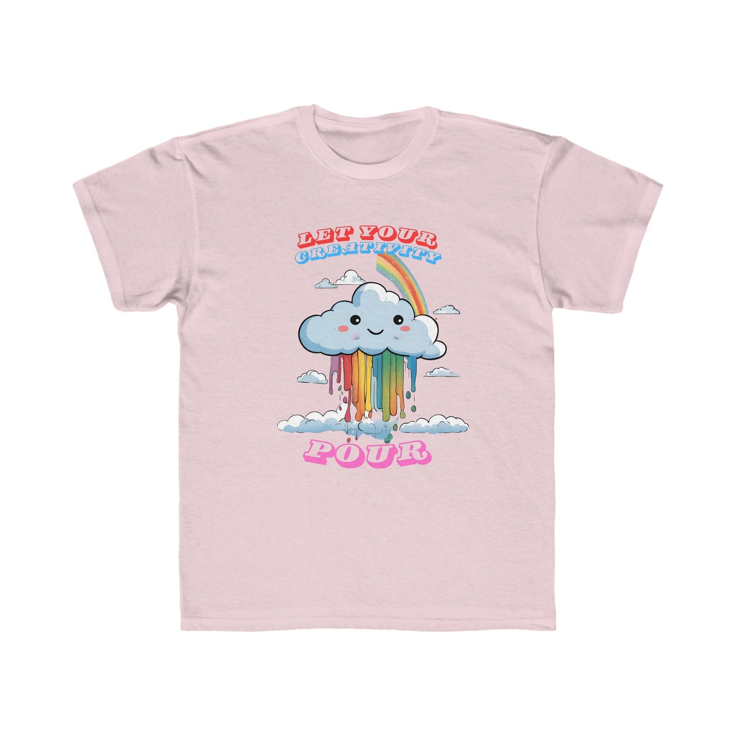 Girls Youth Regular Fit Tee, Motivational Girls Shirt, Inspirational Artist Tee, Rainbow Cloud T Shirt, Cute Girls Bright Graphic Tee